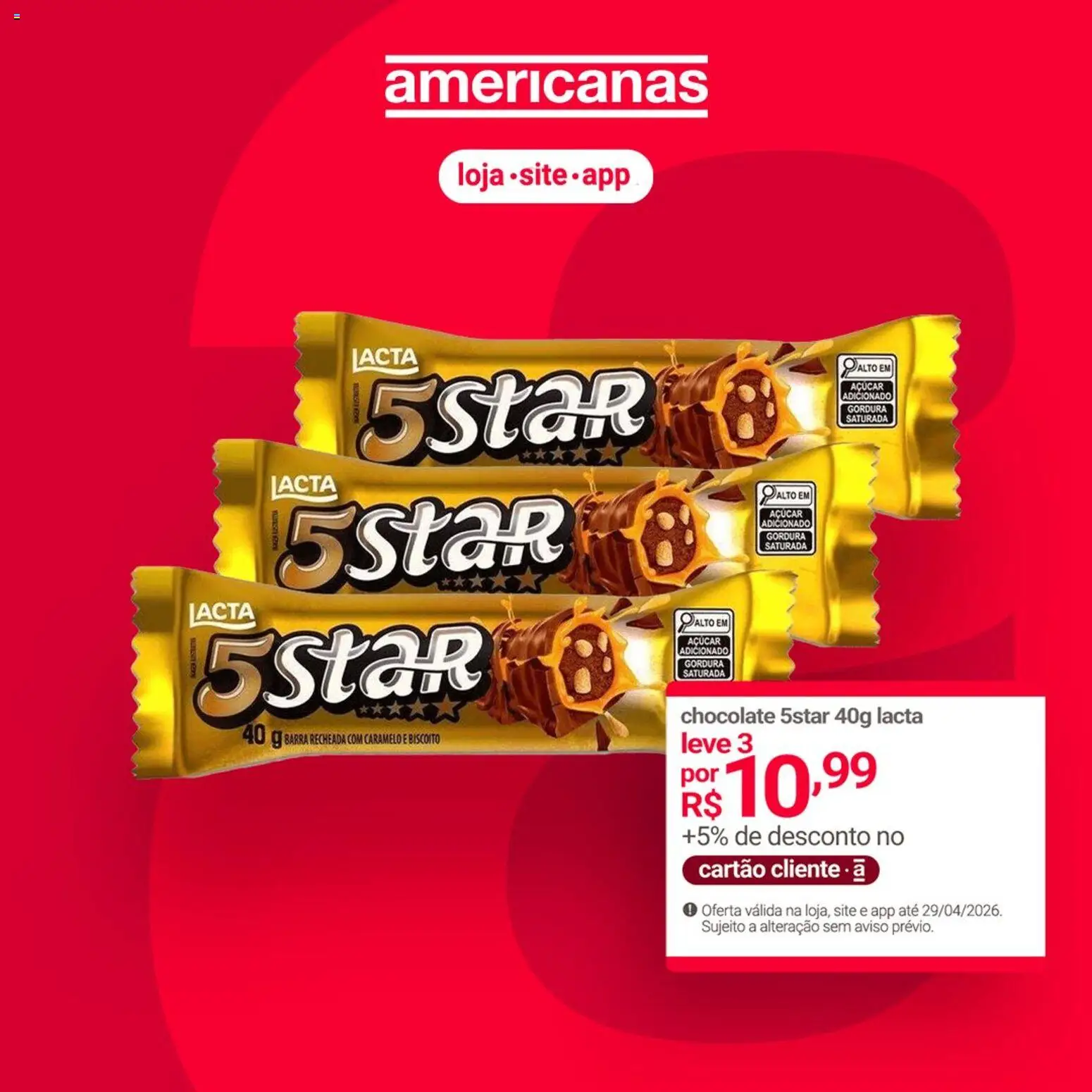 Pré-Visualização do folheto "Lojas Americanas - Ofertas atuais" da loja Lojas Americanas válido a partir de 07/04/2026 - Chocolate, Biscoito, Açúcar