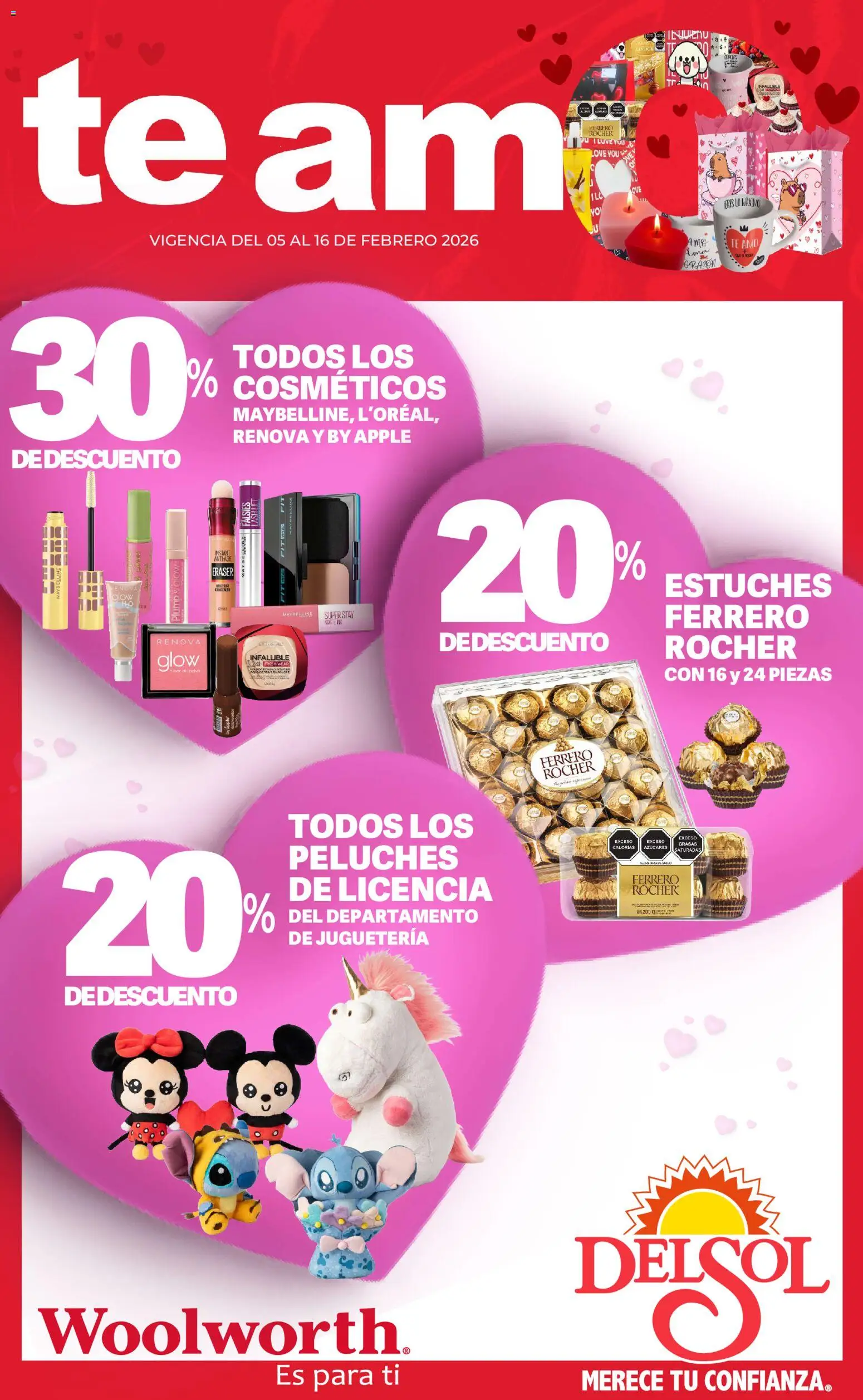 Vista previa las ofertas de la tienda Del Sol y Woolworth - Catálogo El regalo perfecto - San Valentin desde el 05/02/2026 - Té, Ferrero Rocher