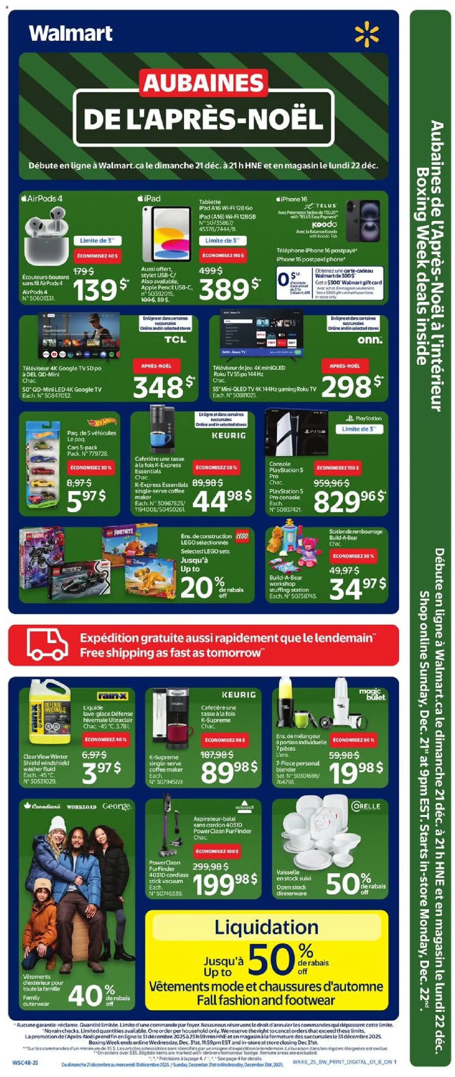 Preview of leaflet Aubaines De L'après-Noël from shop Walmart is valid from Dec 21, 2025
