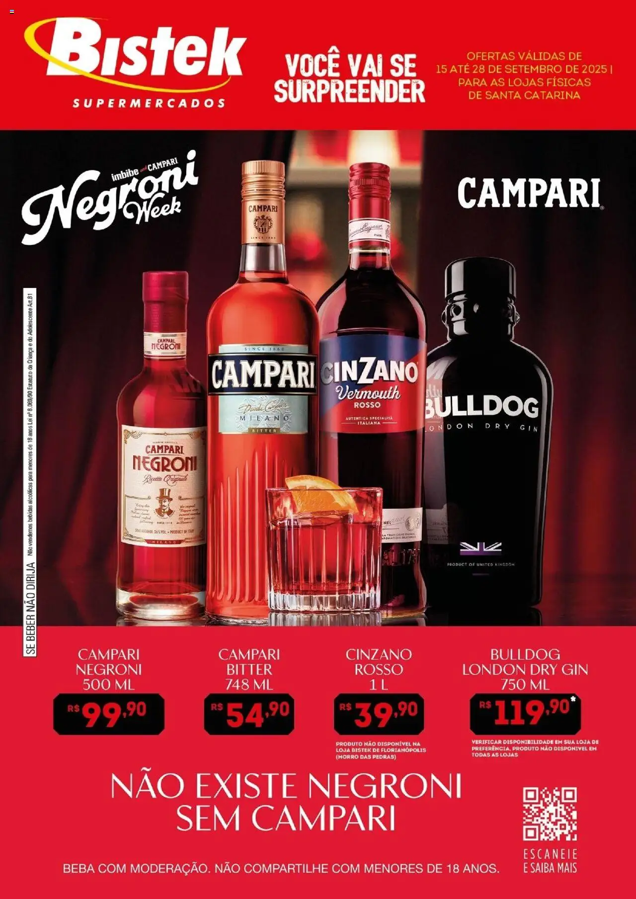 Bistek Supermercados folheto "Ofertas Campari" válido a partir de 15/09/2025 - número de página 1 - Gin, Campari, Bebidas, Cinzano