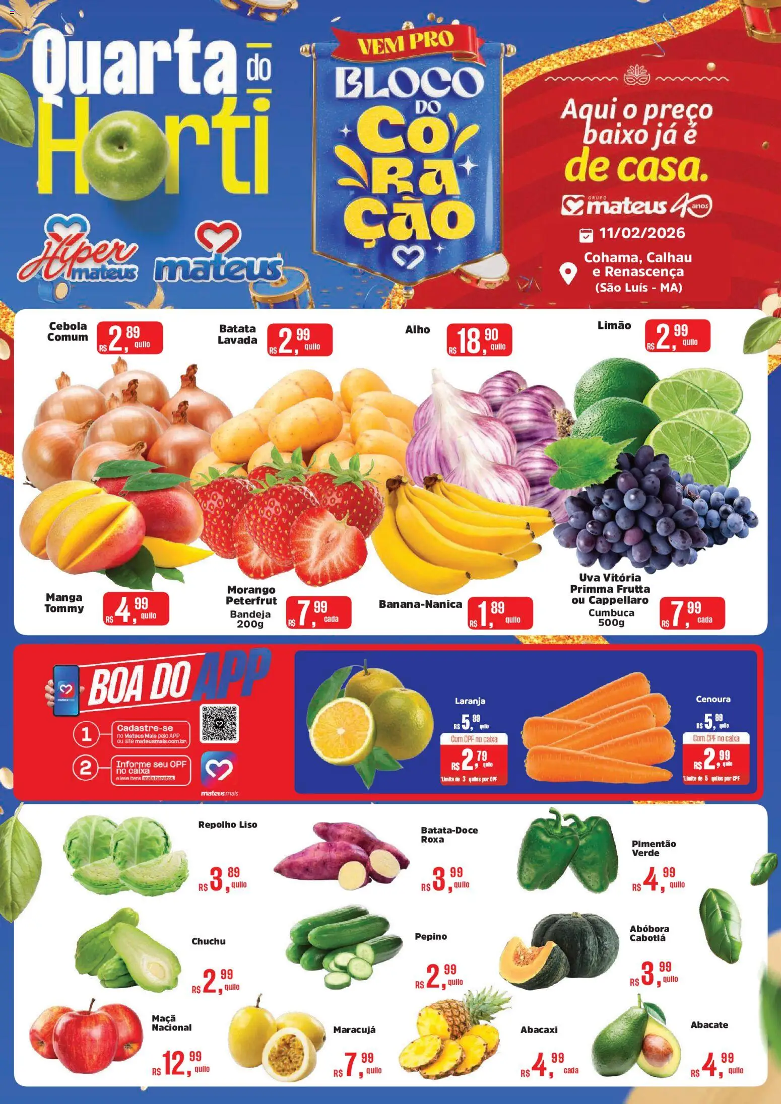 Pré-Visualização do folheto "Ofertas Quarta do Horti" da loja Mateus válido a partir de 11/02/2026