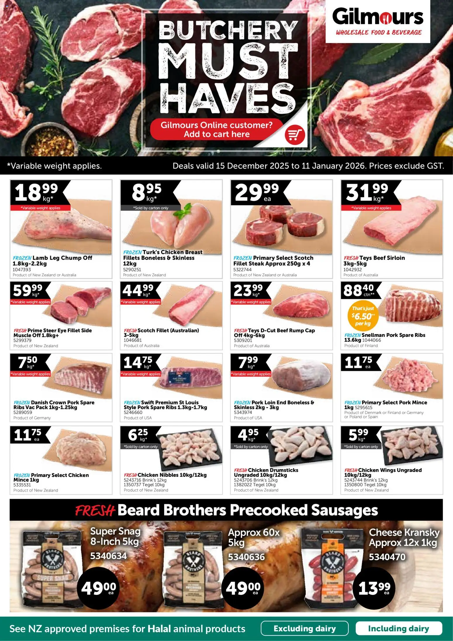 Preview of catalogue Butchery Must Haves from shop Gilmours valid 15 Dec 2025
