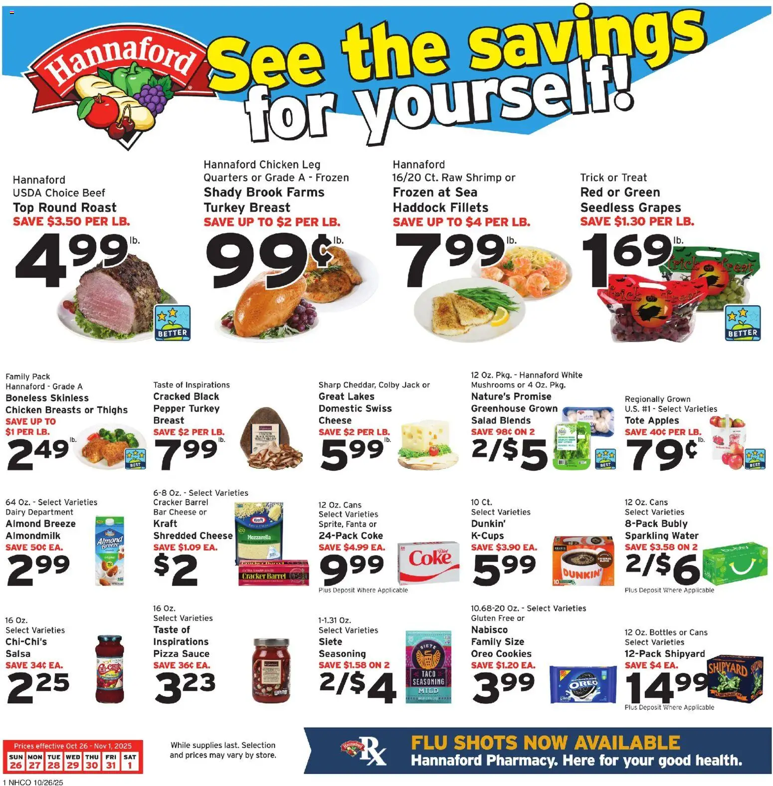 Hannaford Weekly Ad from 10/26/2025 - Flyer - Page number 1