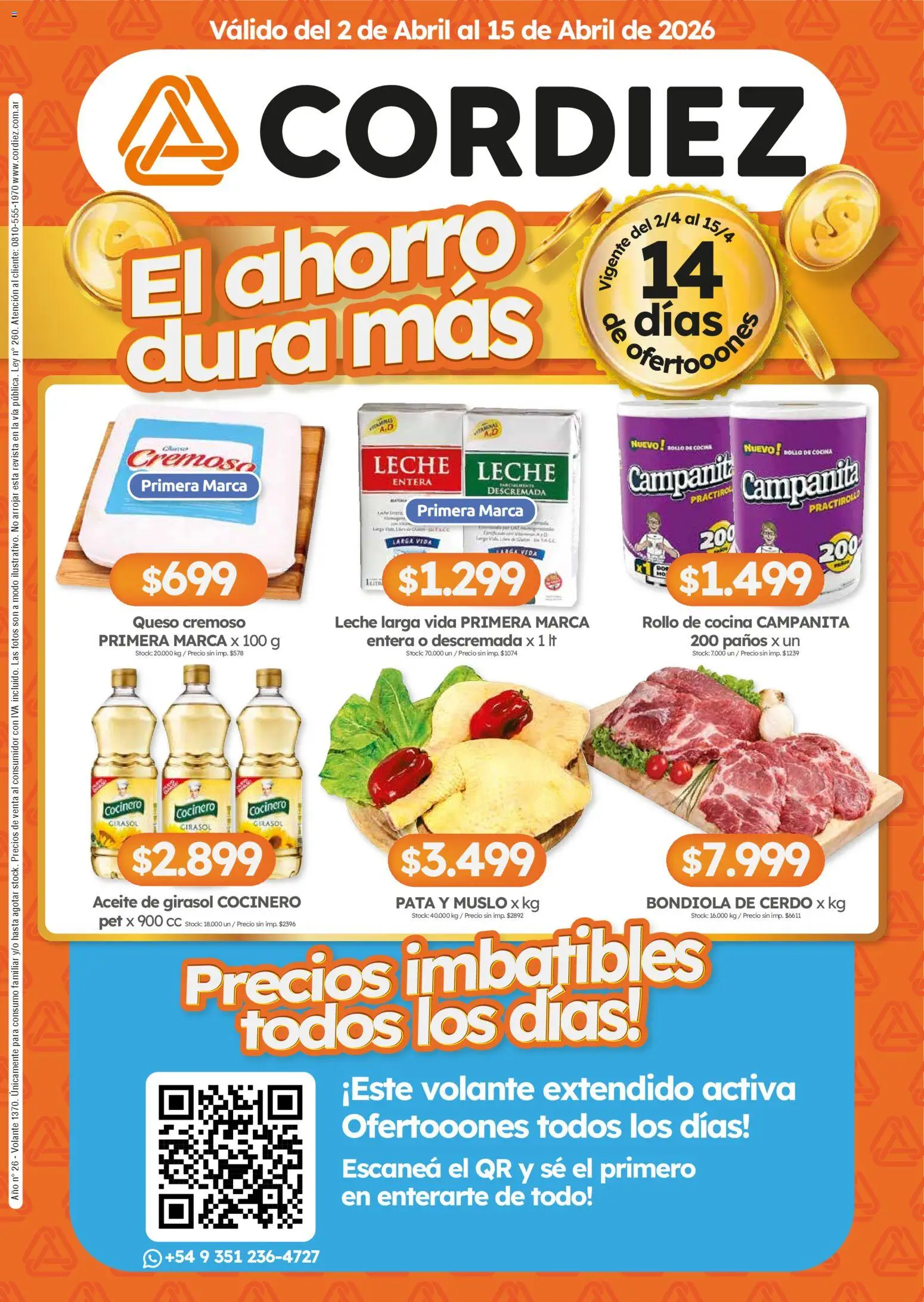 Vista previa del folleto de la tienda Cordiez válido desde el 02/04/2026 - Cocina, Queso, Aceite, Huevo, Leche, Cerdo, Revista, Aceite de girasol