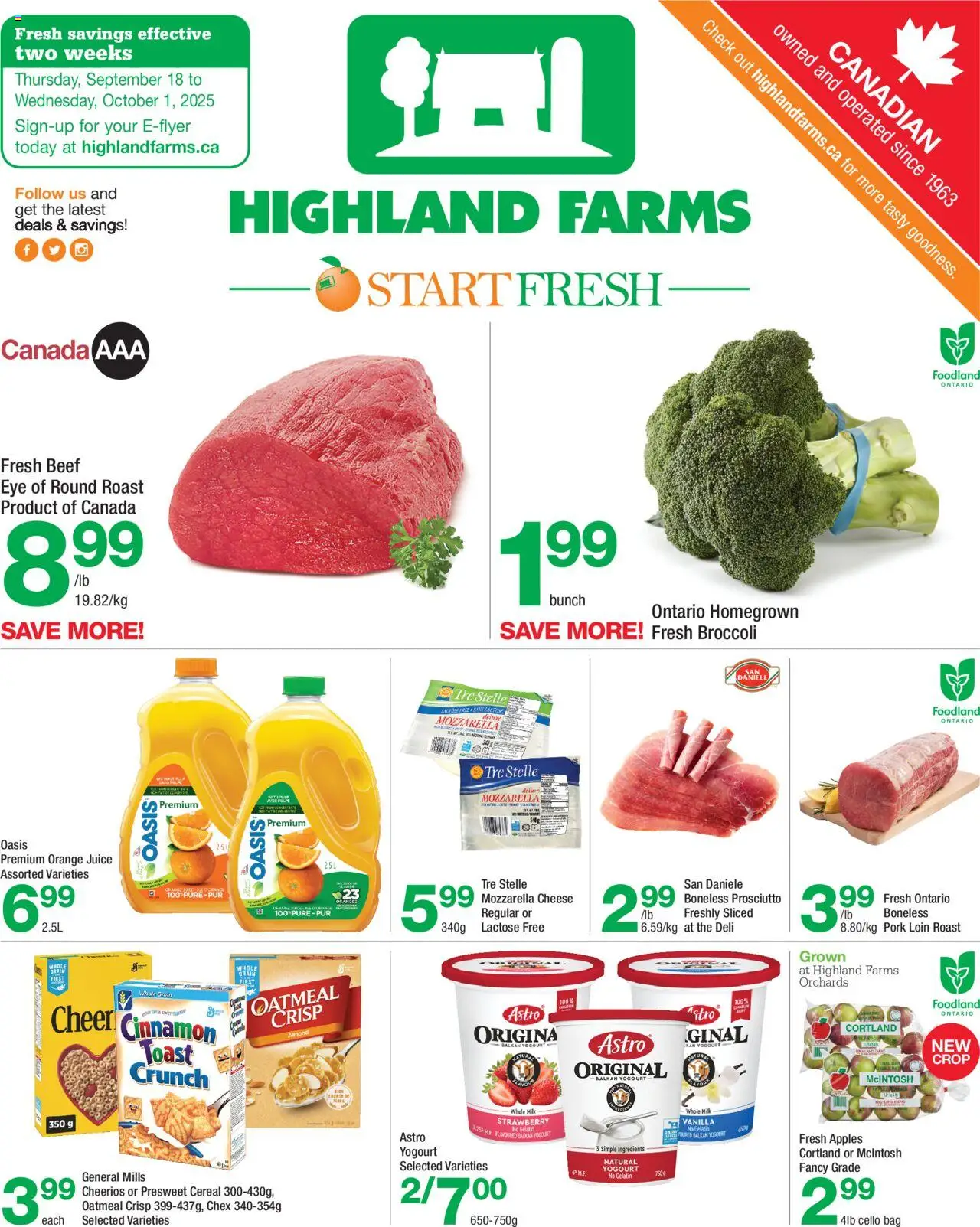 Highland Farms flyer valid from Sep 18, 2025 - page number 1