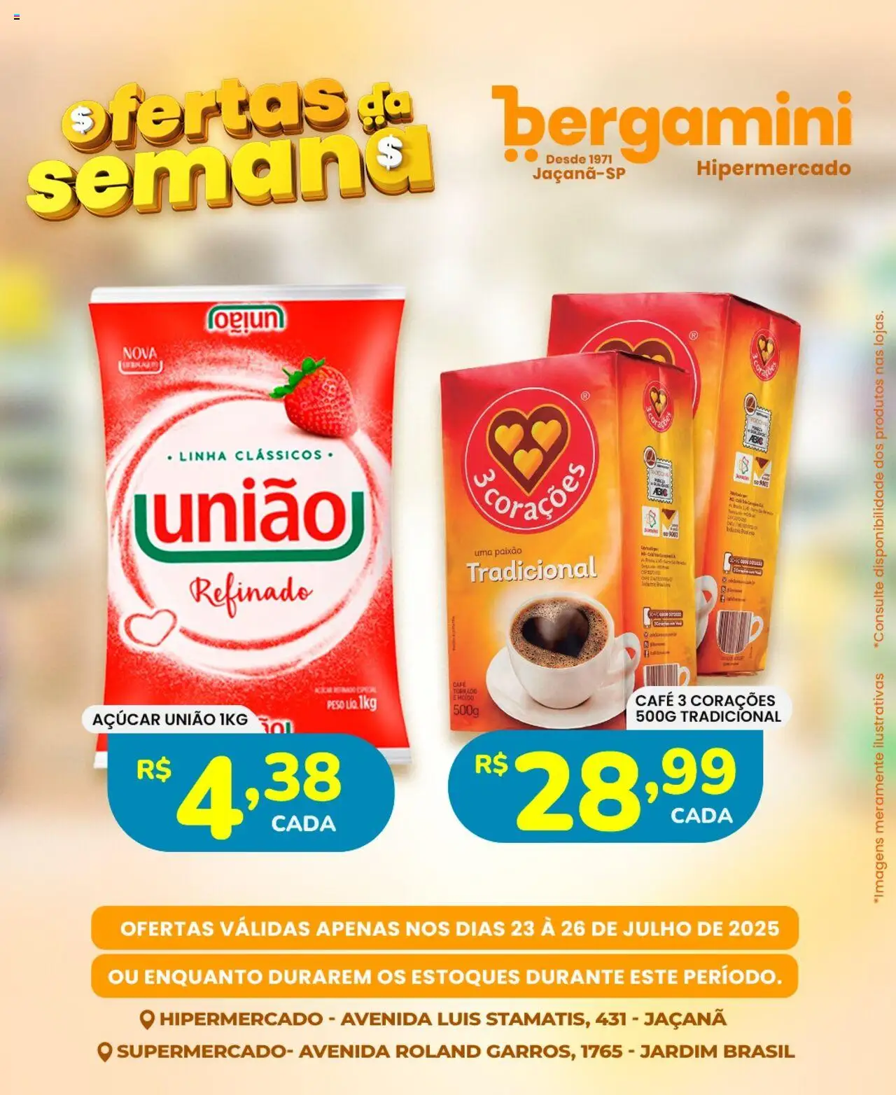 Supermercado Bergamini folheto "Ofertas da semana" válido a partir de 23/07/2025 - número de página 1 - Café, Açúcar