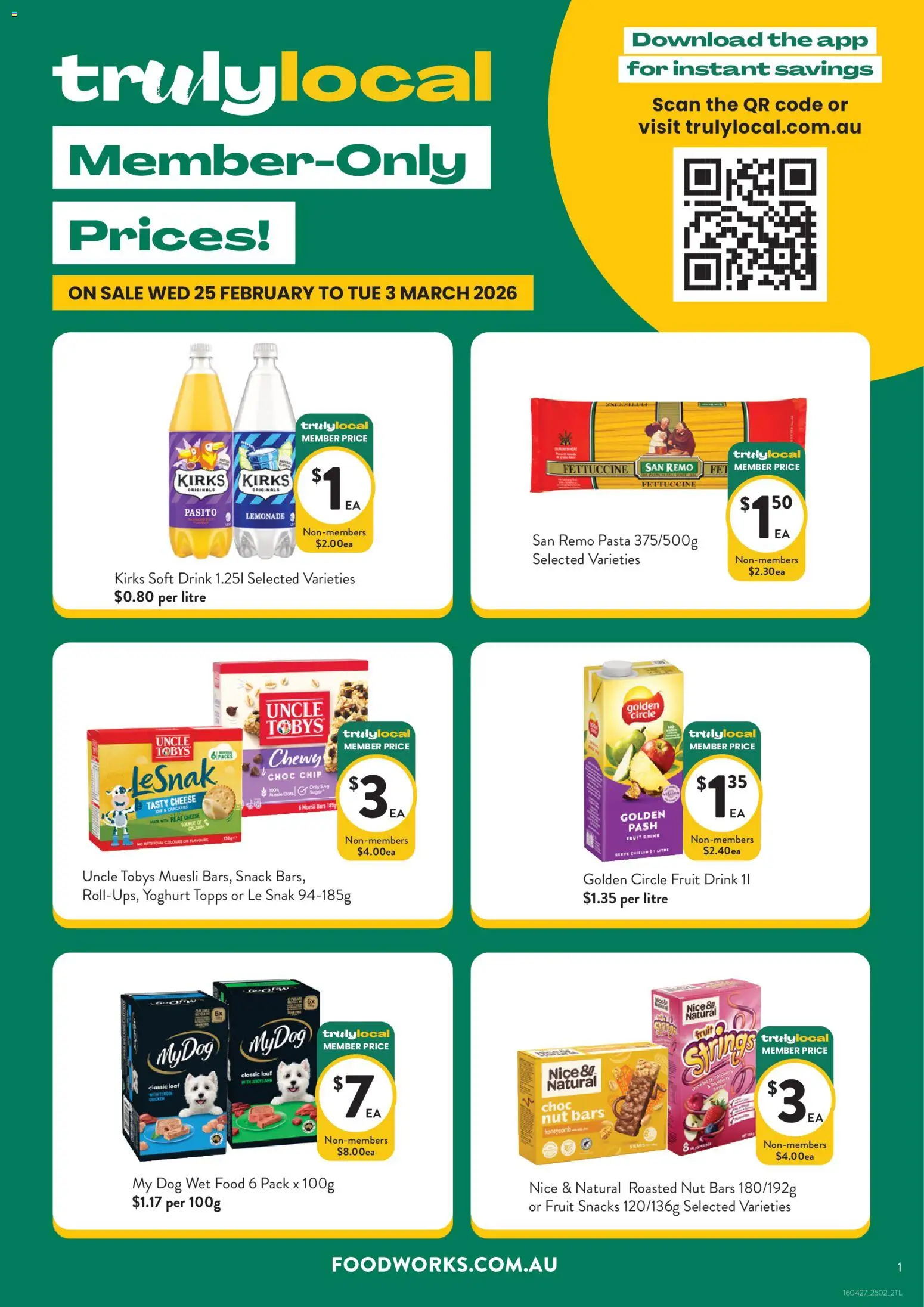 Preview of catalogue Truly Local from shop Foodworks valid 25/02/2026 - Food, Snacks, Cheese, Yoghurt, Pasta, Fruit, Lemonade, Muesli