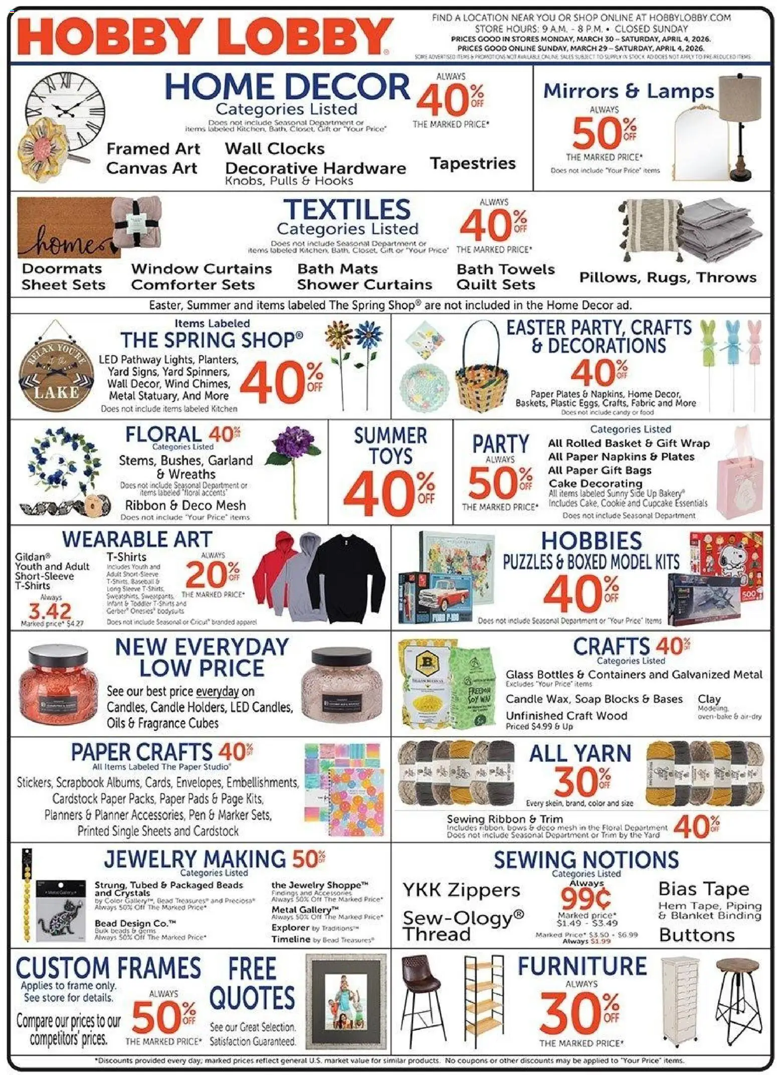 Ad Preview of Hobby Lobby Hobby Lobby Weekly Ad from 03/29/2026