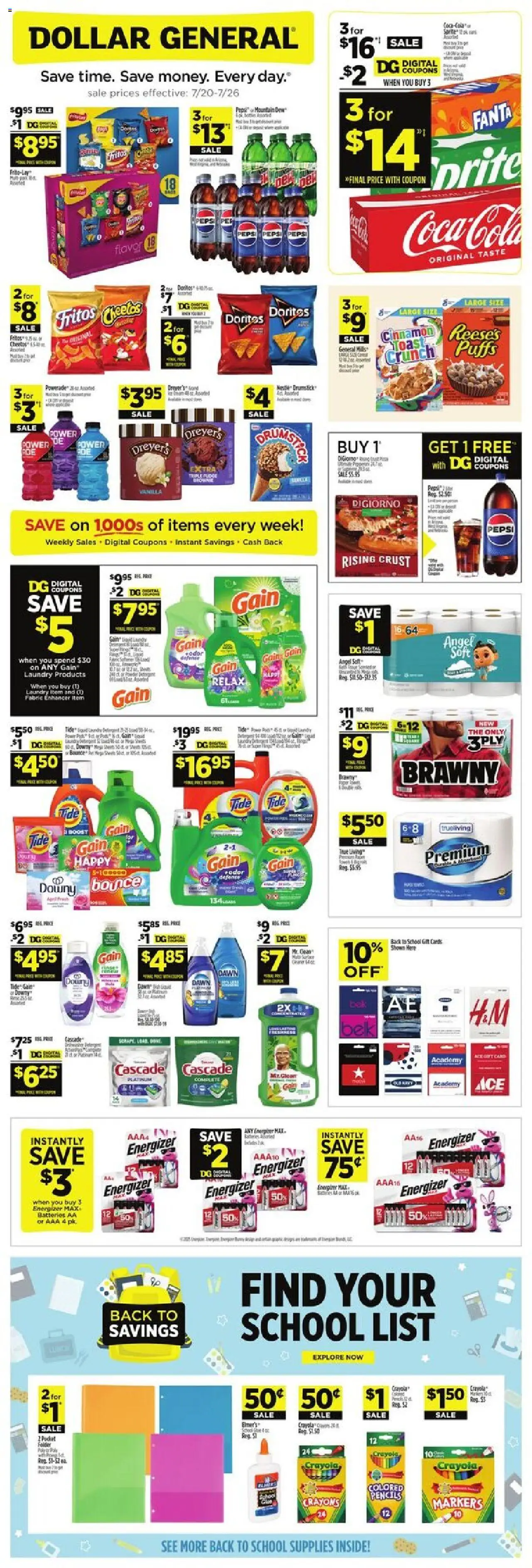 Dollar General AD for next week (07/20/2025) >> Sales Ad - Page number 1 - Pepsi, Gin, Fanta