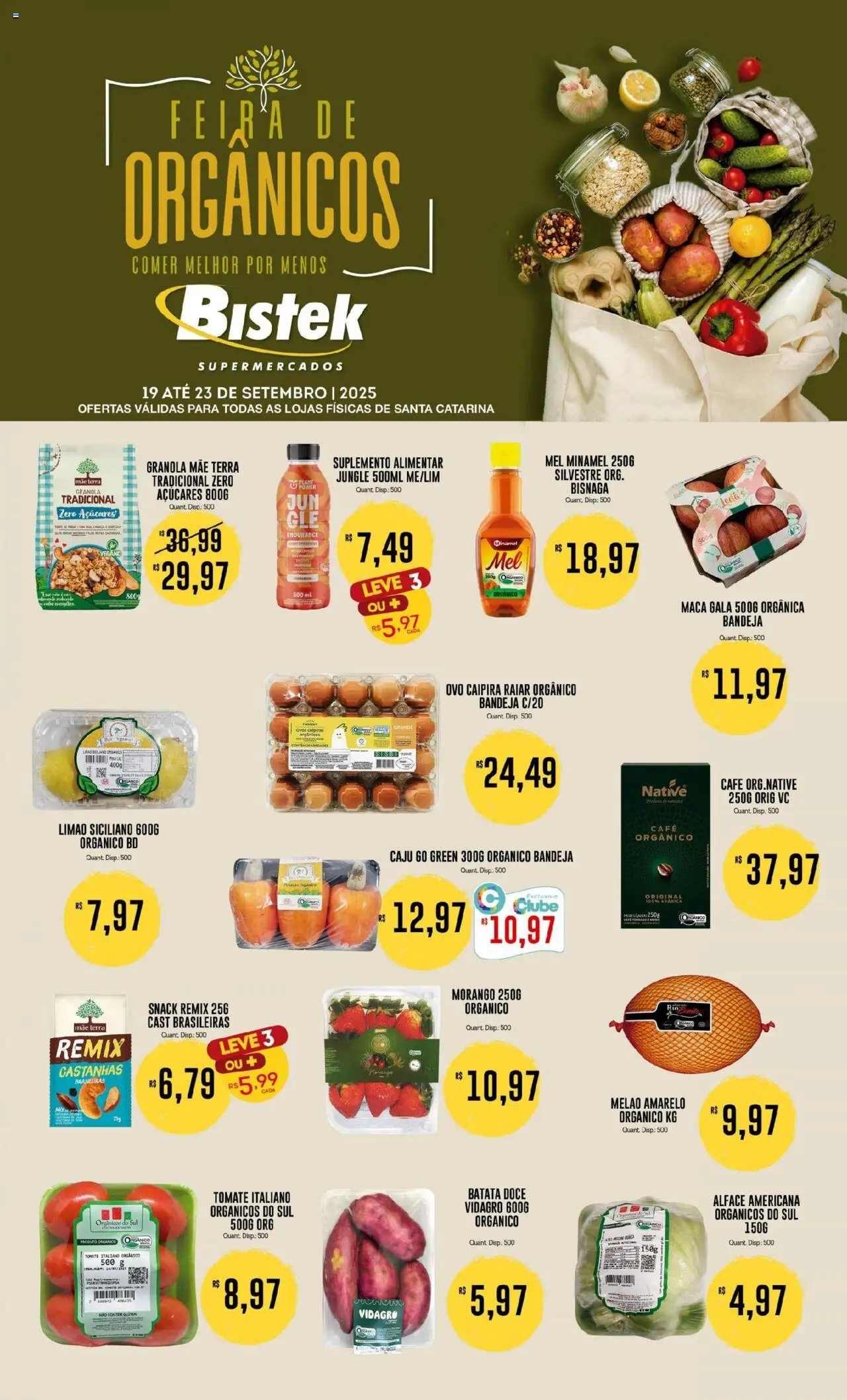 Bistek Supermercados folheto "Ofertas Feira de Orgânicos" válido a partir de 19/09/2025 - número de página 1