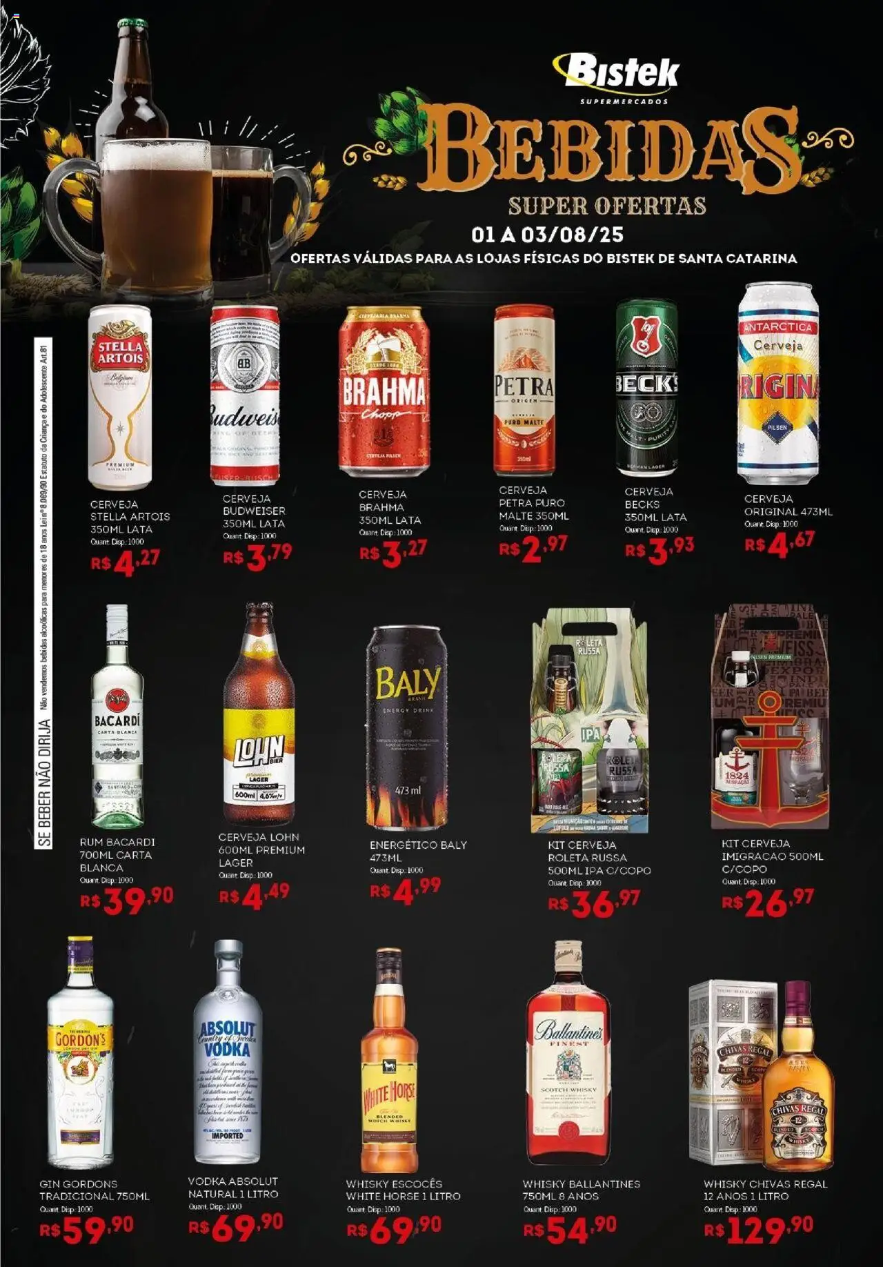 Bistek Supermercados folheto "Ofertas Bebidas" válido a partir de 01/08/2025 - número de página 1