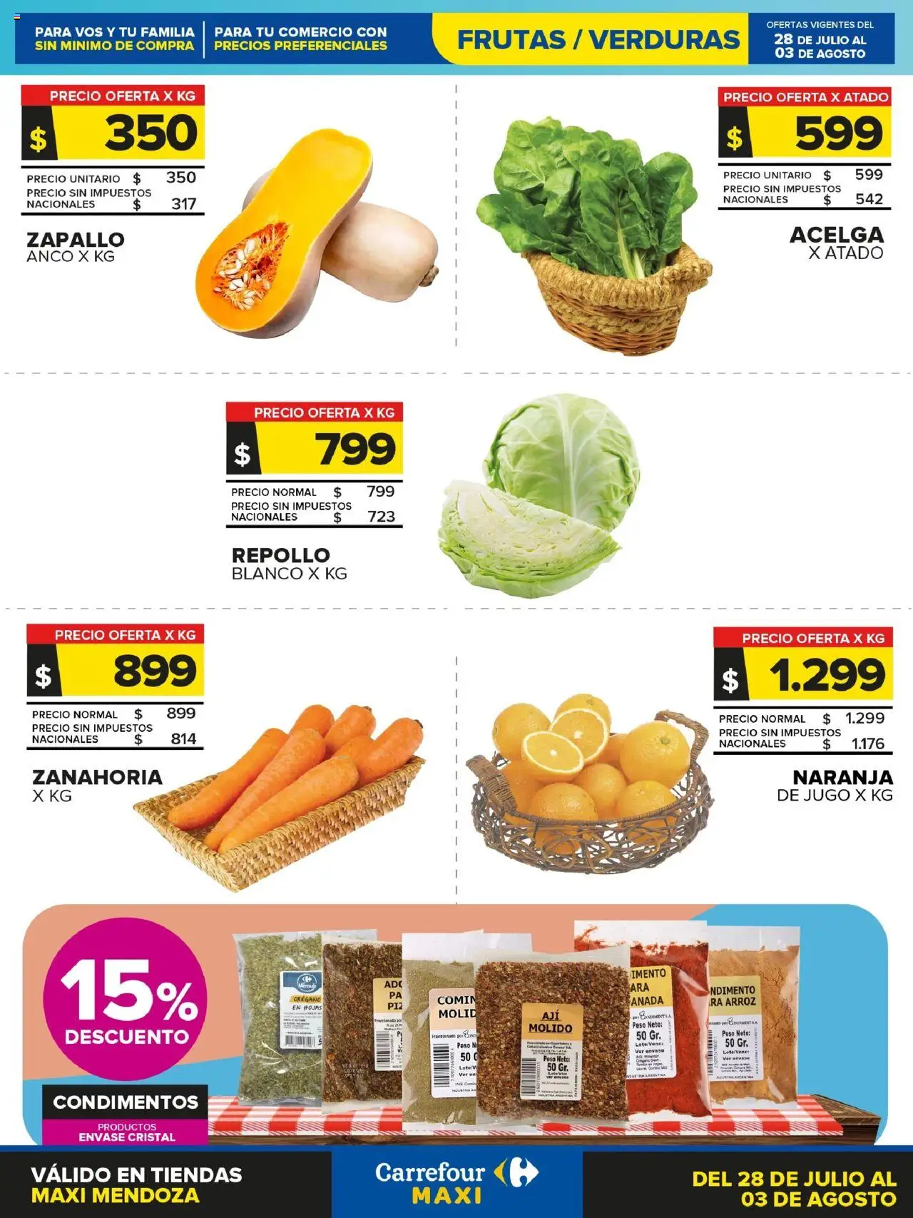 Carrefour Maxi Frutas y Verduras del 28/07/2025 Online