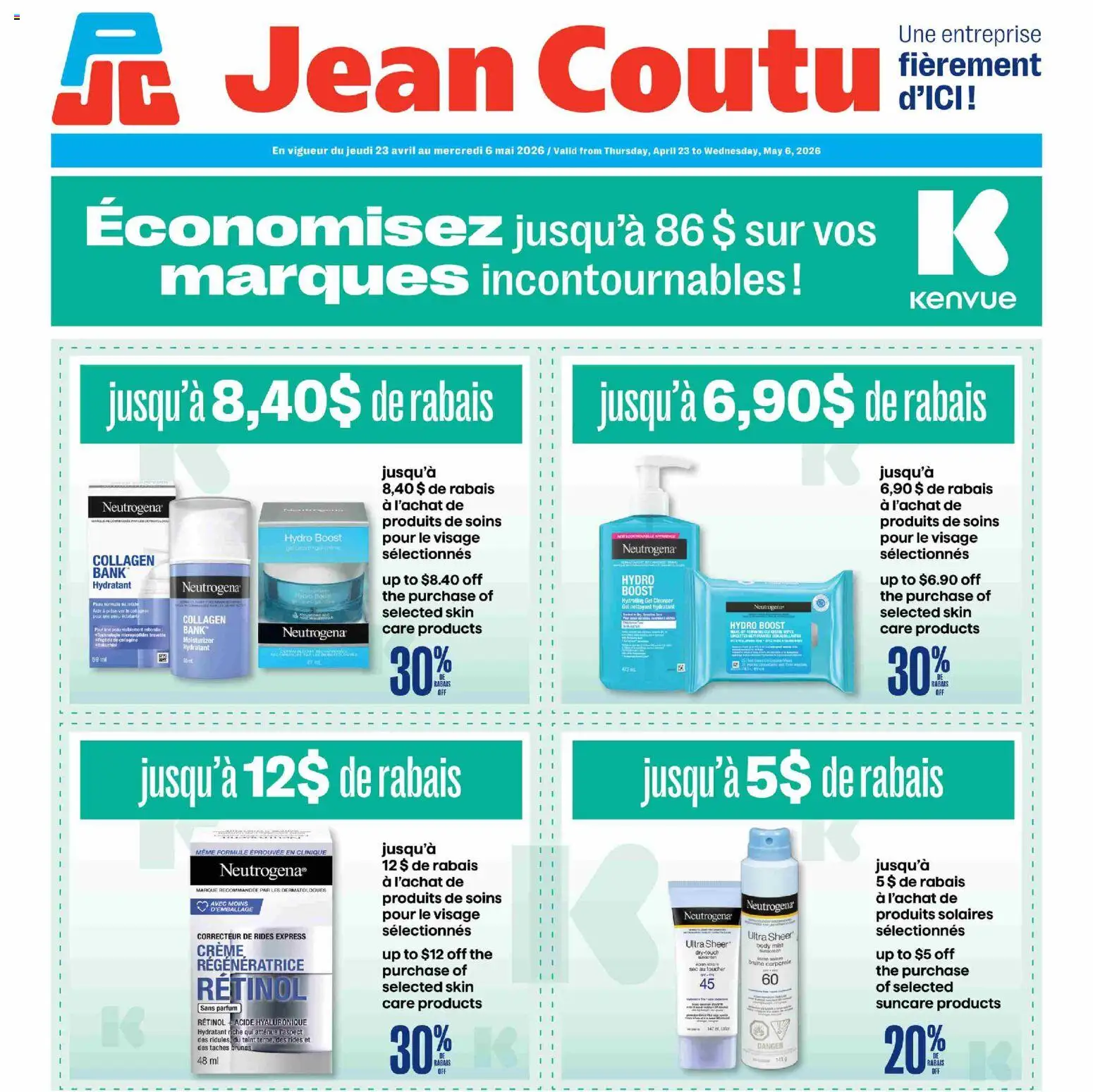 Preview of leaflet Jean Coutu circulaire - Encart Kenvue from shop Jean Coutu is valid from Apr 23, 2026