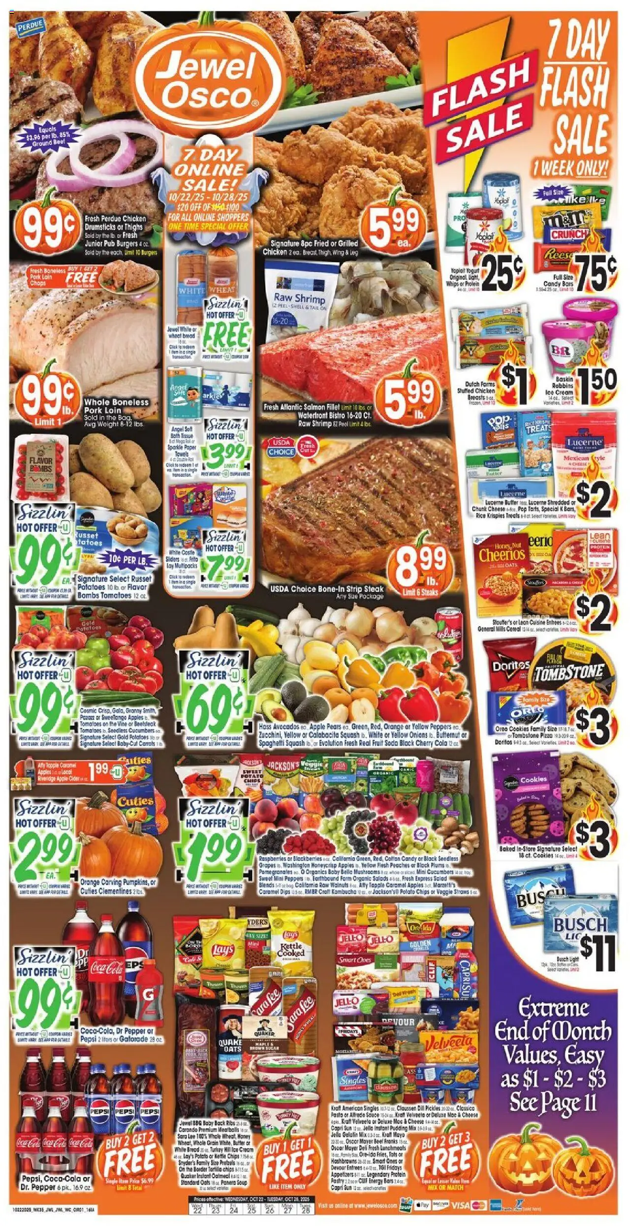Jewel Osco Weekly Ad - IA from 10/22/2025 - Flyer - Page number 1 - Candy, Cider, Mushrooms, Cereal, Sugar, Plums, Sauce, Drumsticks