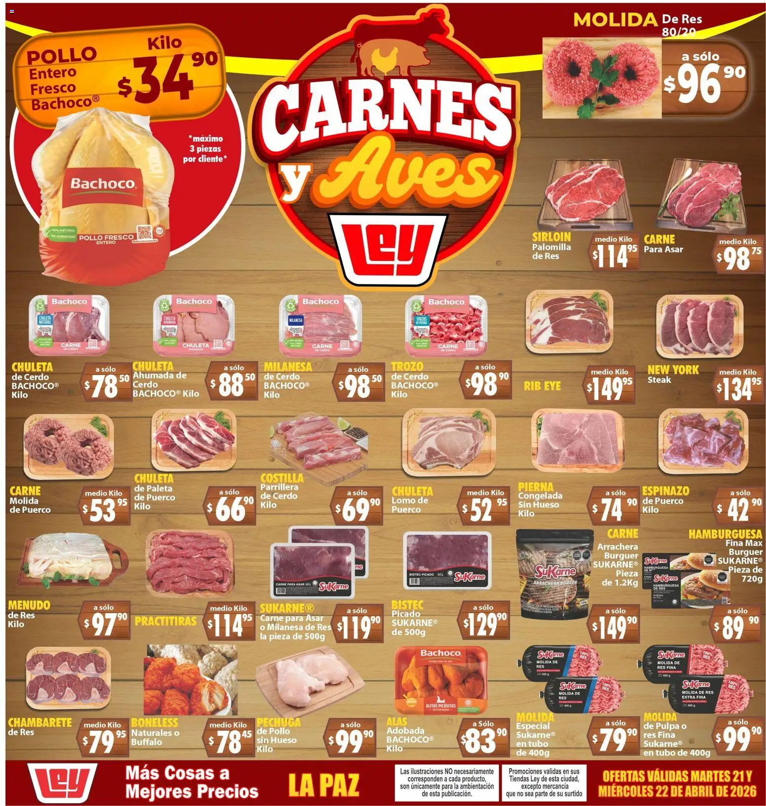 Vista previa las ofertas de la tienda Casa Ley - Casa Ley folleto Carnes y Aves La Paz desde el 21/04/2026 