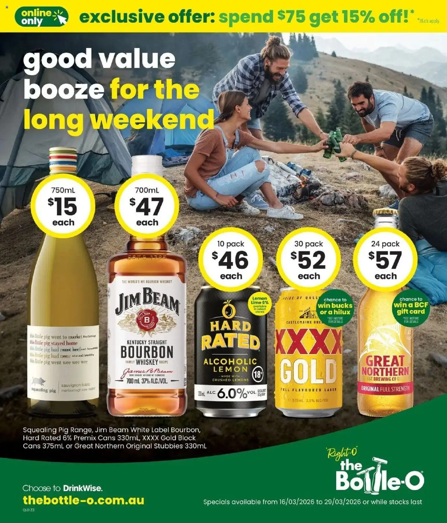 Preview of catalogue Good Value Booze, For The Long Weekend. 16/03 from shop The Bottle-O valid 15/03/2026