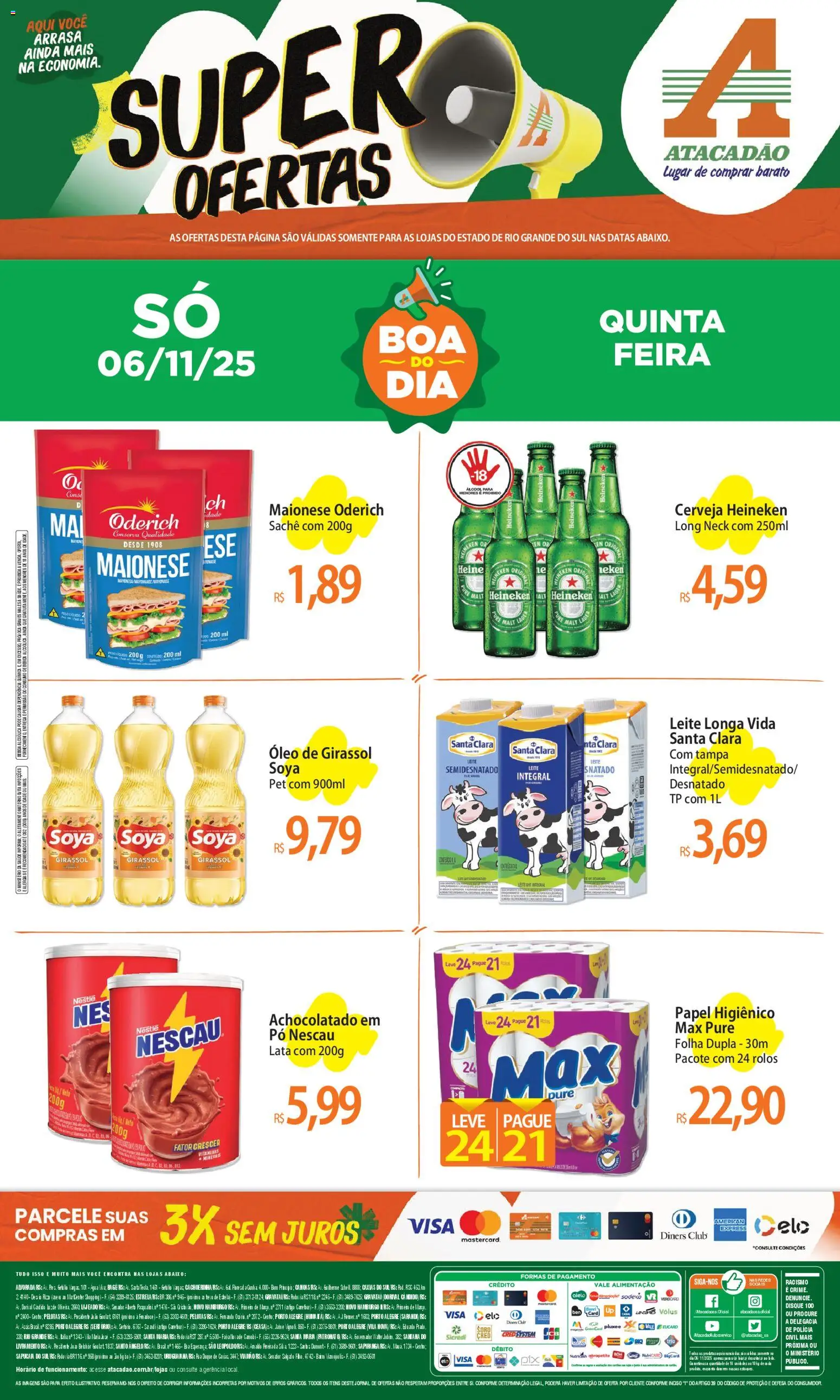 Pré-Visualização do folheto "Ofertas - RS" da loja Atacadão válido a partir de 06/11/2025