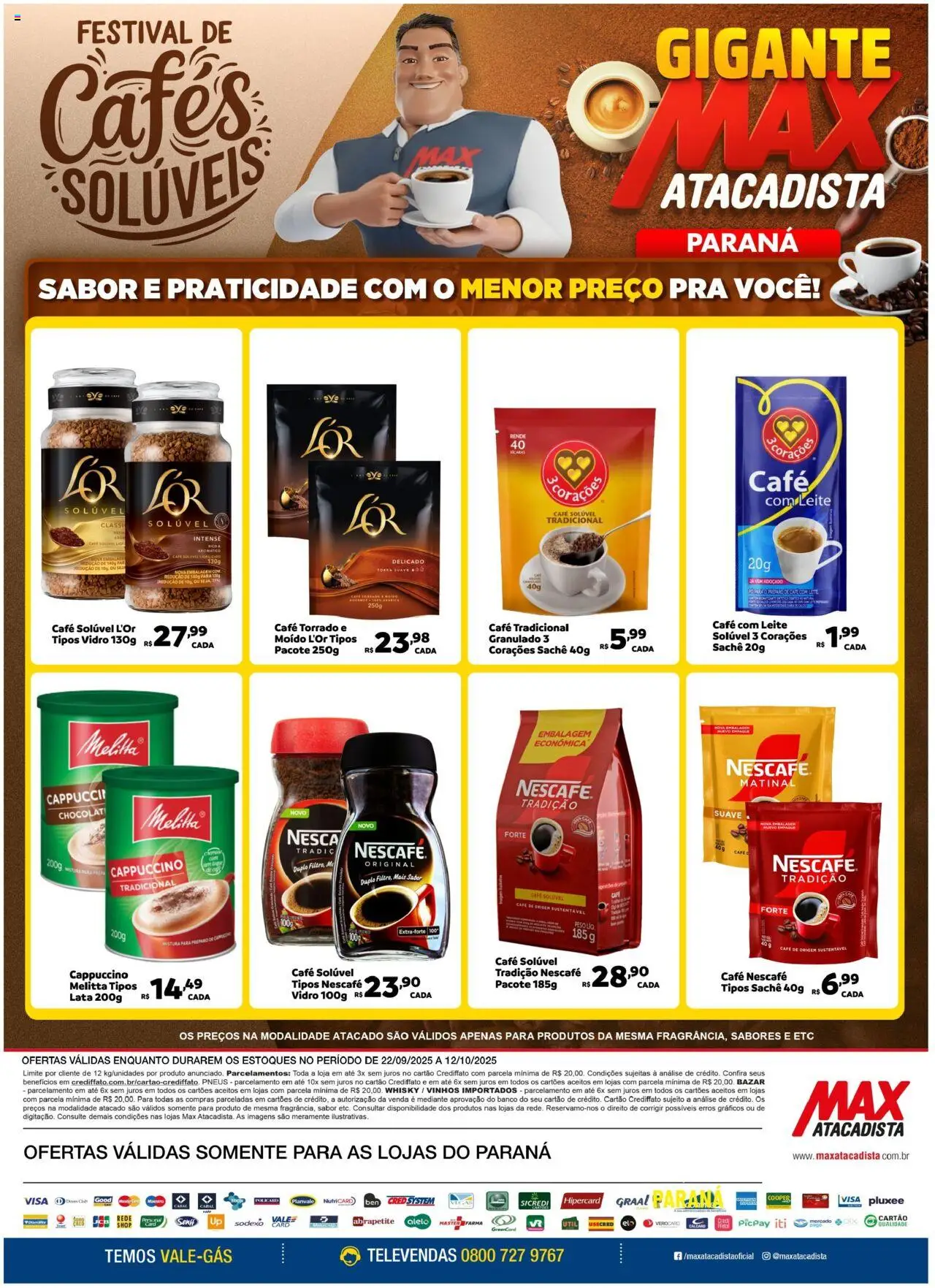 Max Atacadista folheto "Ofertas Festival de Cafés" válido a partir de 22/09/2025 - número de página 1