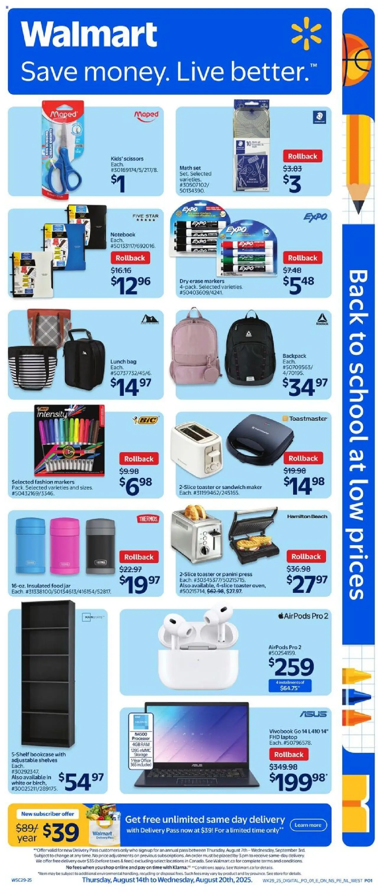 Walmart flyer valid from Aug 14, 2025 - page number 1
