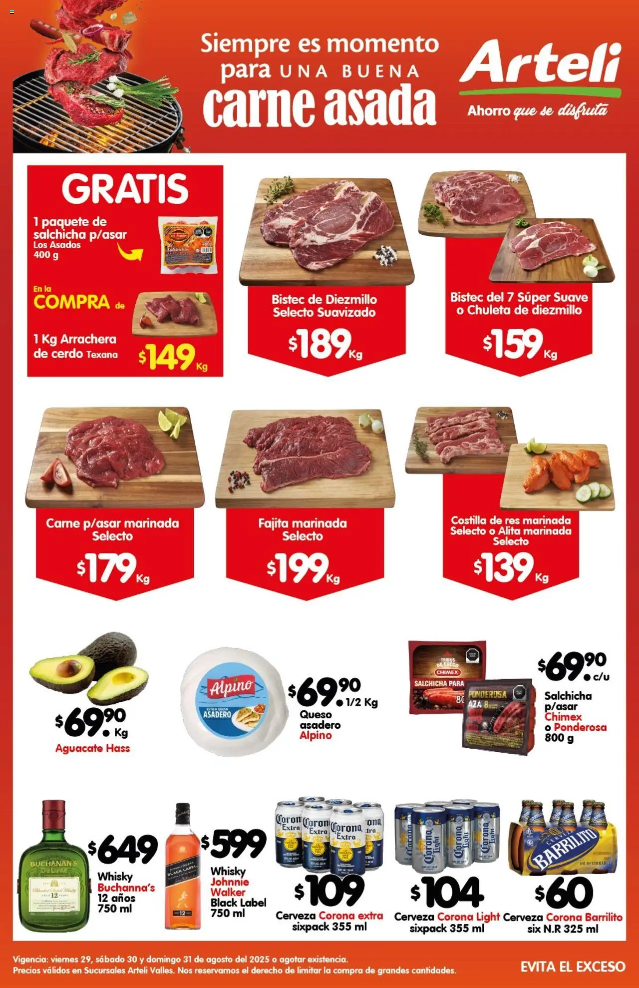 Folleto Valles Carnes & Cortes Arteli y sus promociones válidas desde el 29/08/2025 - Número de página 1