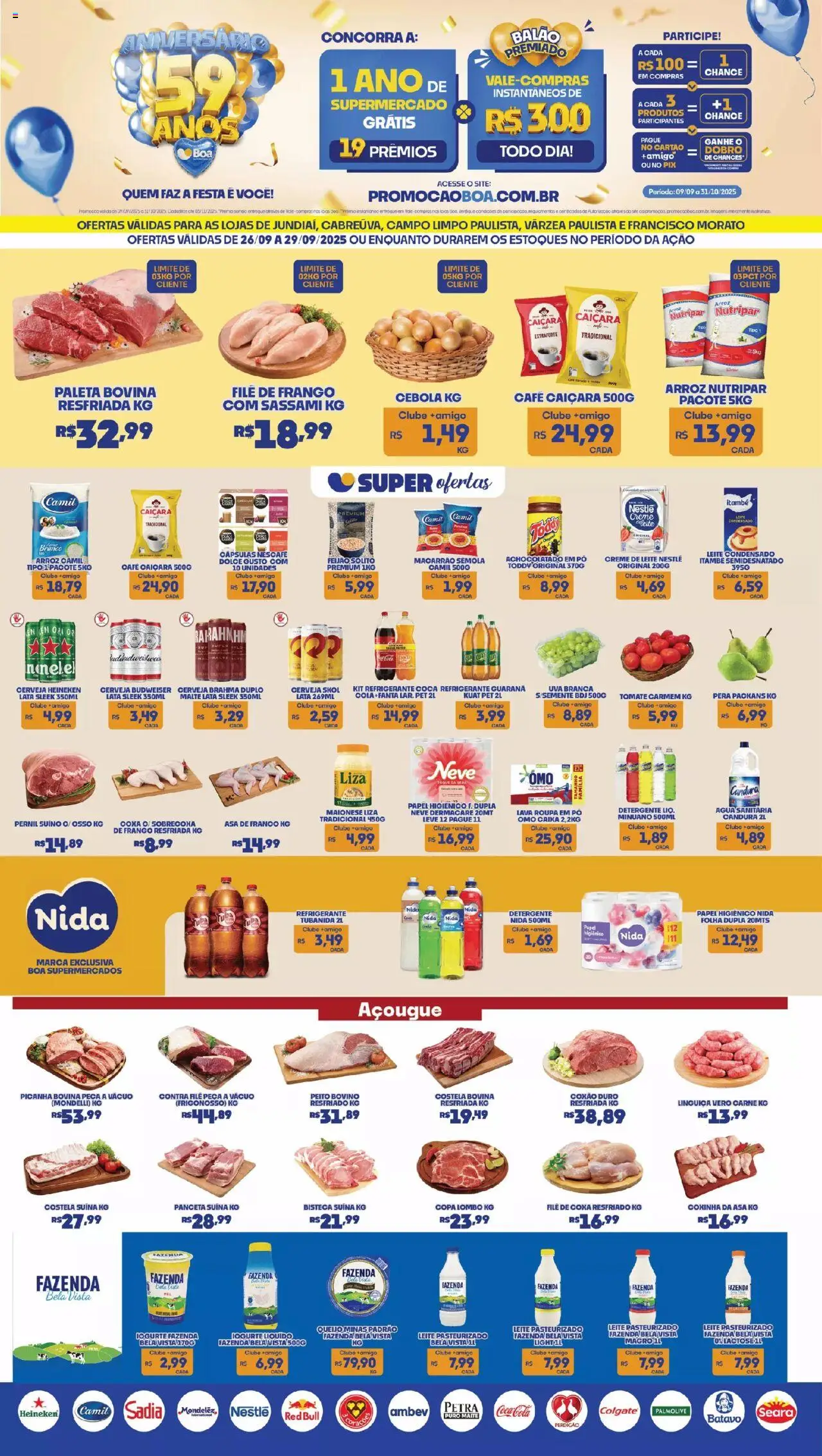 Boa Supermercados folheto "Ofertas da semana" válido a partir de 26/09/2025 - número de página 1 - Picanha, Arroz, Queijo, Frango, Tomate, Maionese, Detergente, Cápsulas