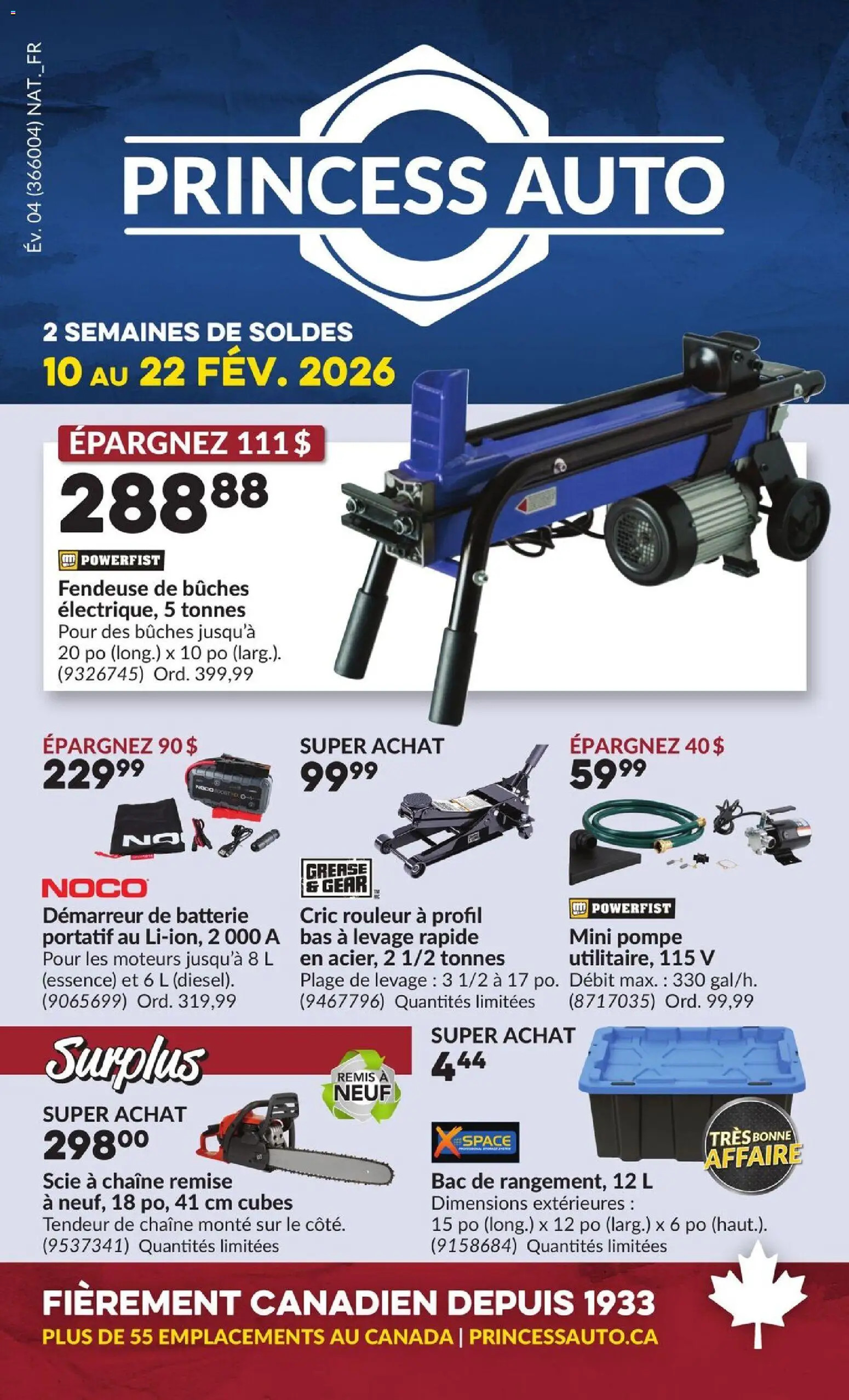 Preview of leaflet 2 Semaines de Soldes ! from shop Princess Auto is valid from Feb 10, 2026