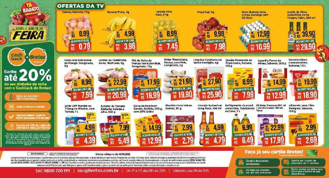 Bretas folheto "Ofertas do Dia" válido a partir de 08/10/2025 - número de página 1