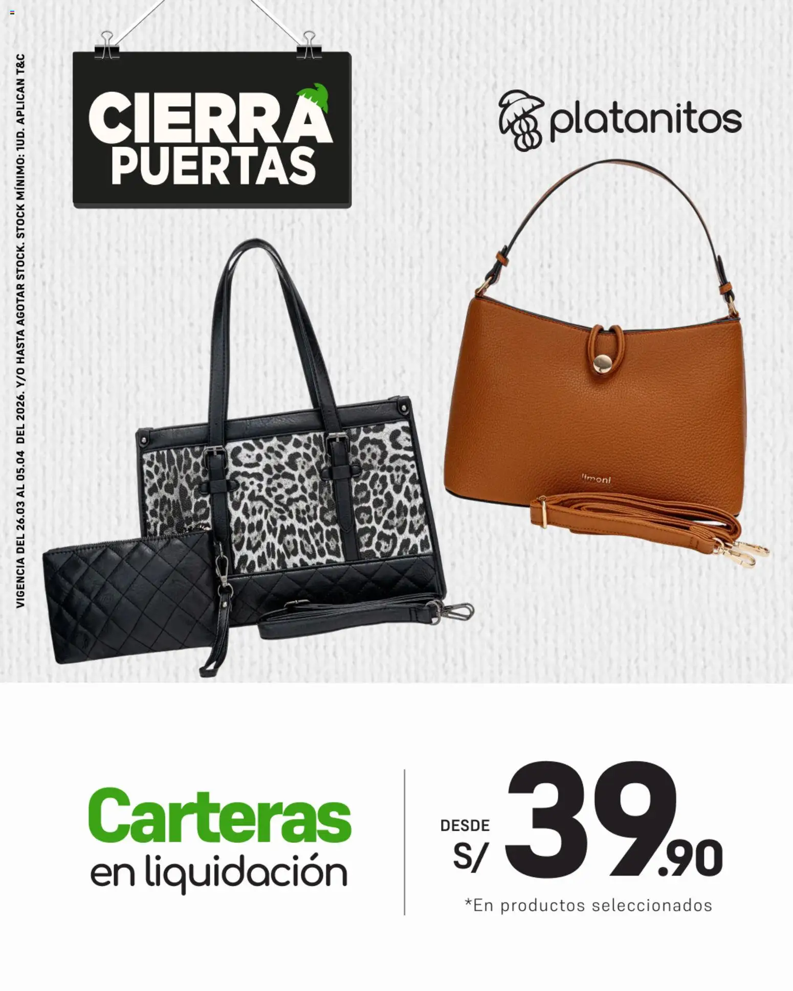 Vista previa de Platanitos - Carteras en liquidación de la tienda Platanitos válido desde 26/03/2026