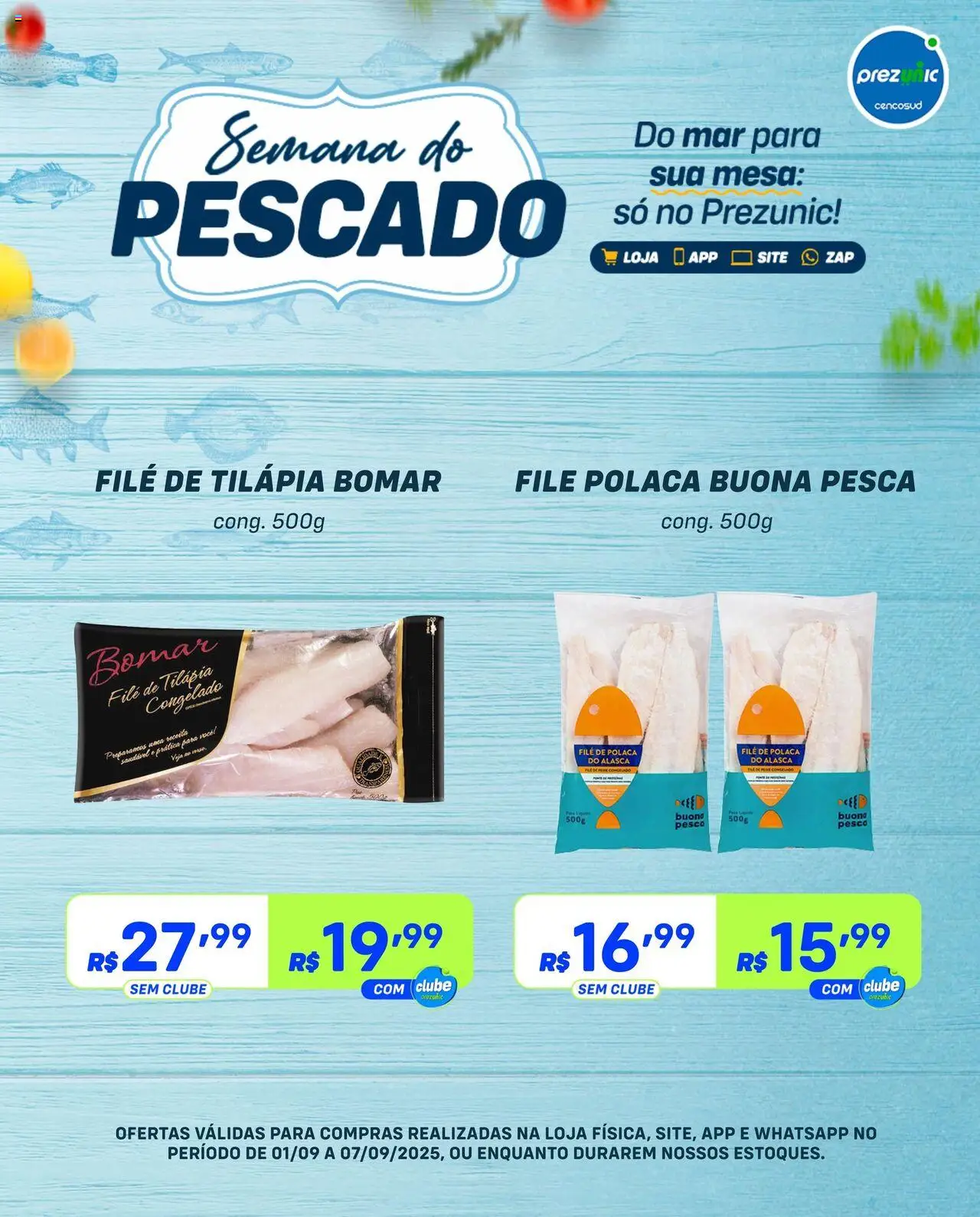 Prezunic folheto "Encarte Semana do Pescado" válido a partir de 01/09/2025 - número de página 1