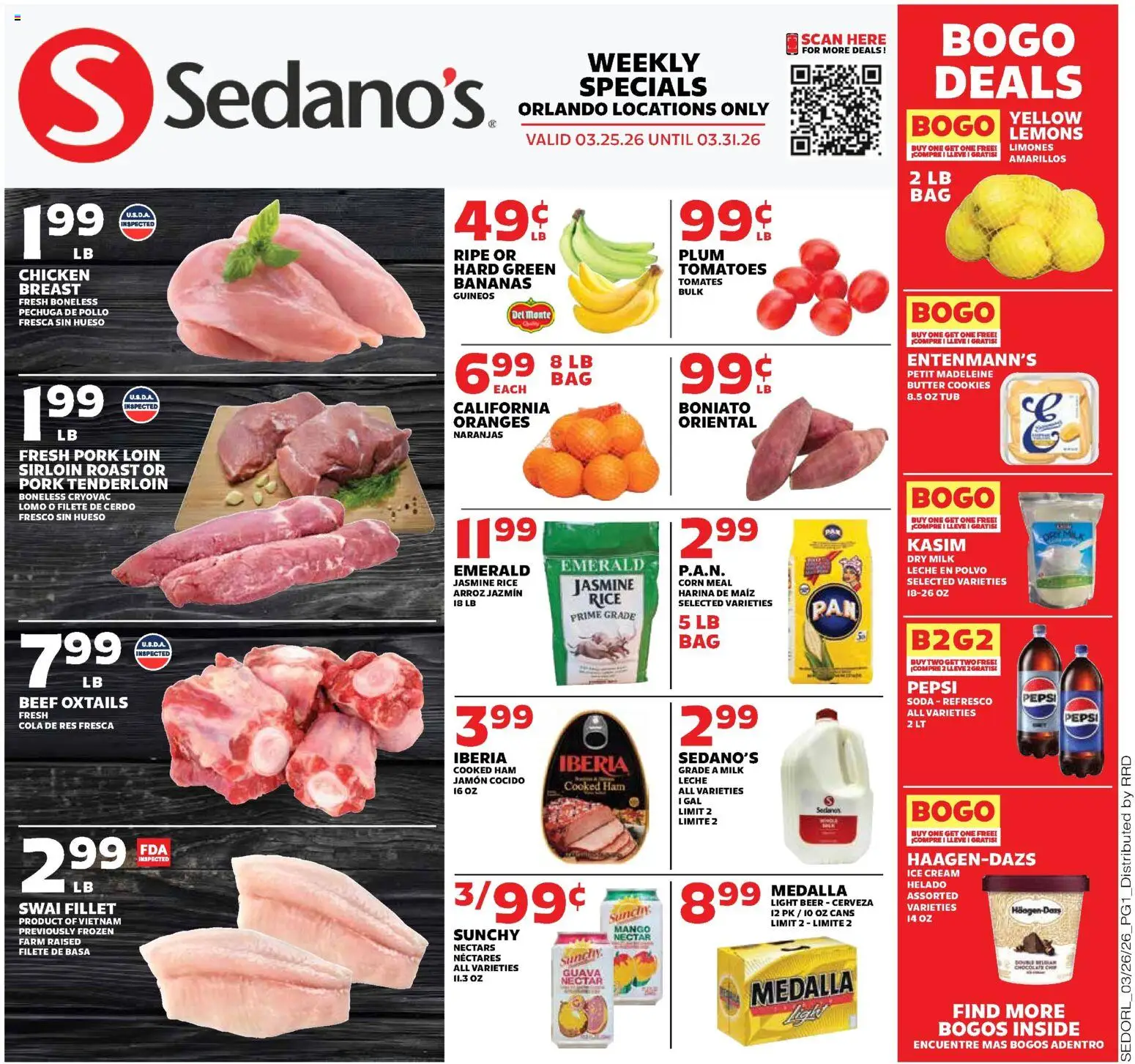 Ad Preview of Sedano's Sedano's Weekly Ad from 03/25/2026 - Beer, Ice, Bananas, Rice, Ham, Pork, Cream, Pork loin