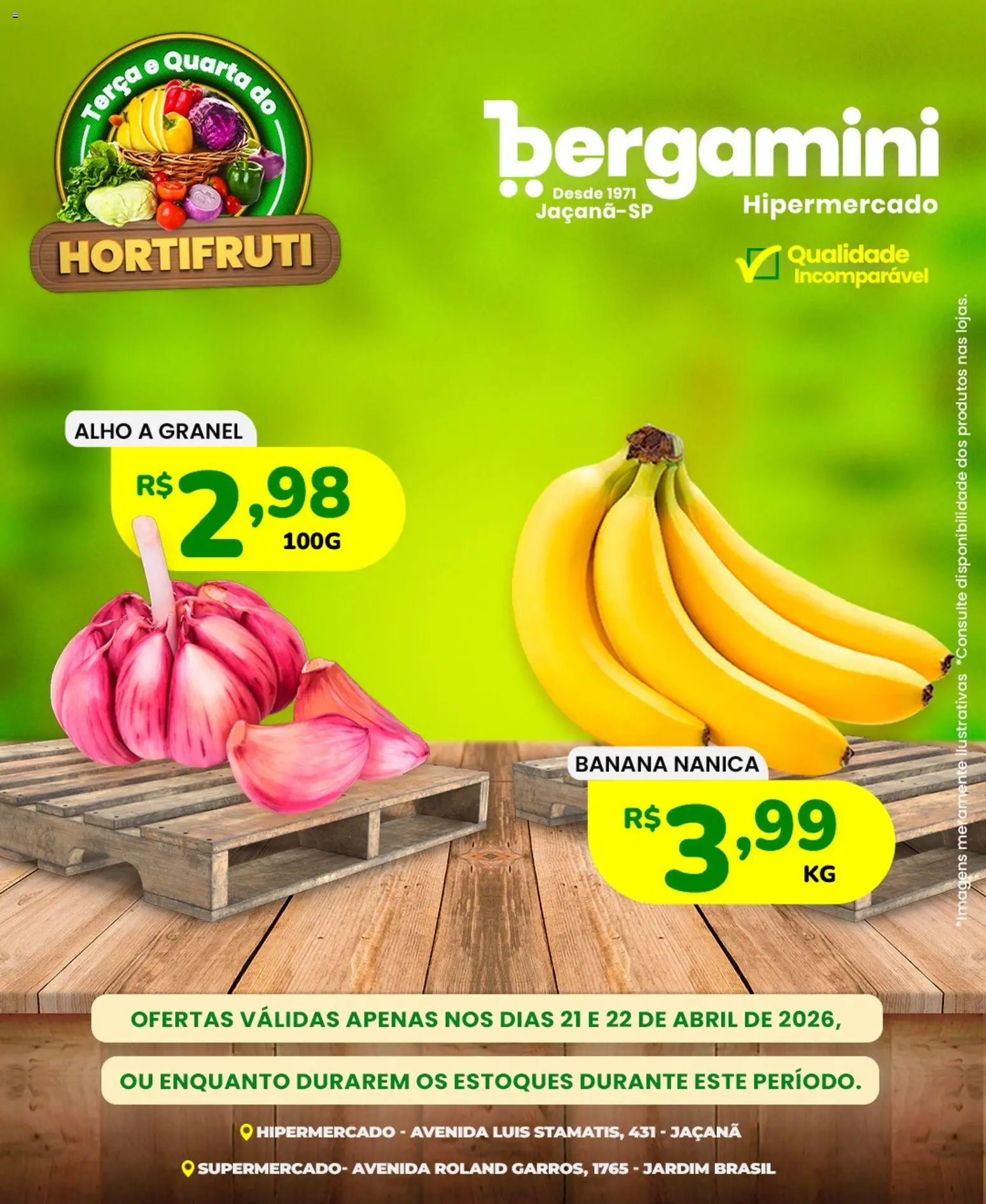 Pré-Visualização do folheto "Supermercado Bergamini ofertas Hortifruti" da loja Supermercado Bergamini válido a partir de 21/04/2026