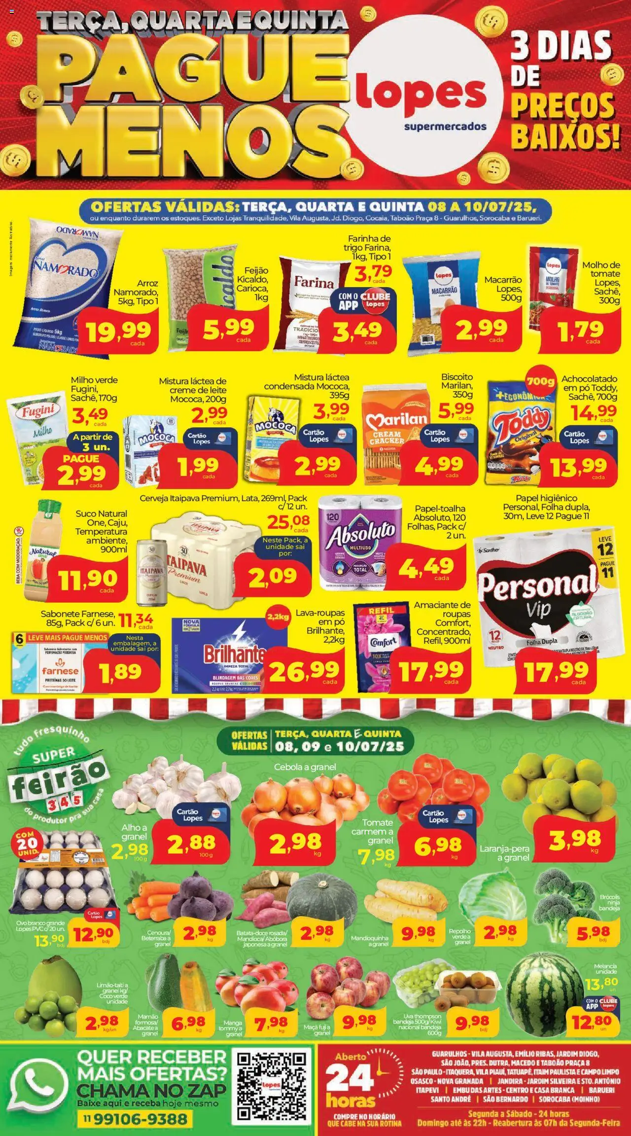 Lopes Supermercados folheto "Ofertas da semana" válido a partir de 08/07/2025 - número de página 1 - Alho, Mandioquinha, Biscoito, Milho verde, Achocolatado, Kiwi, Bandeja, Milho
