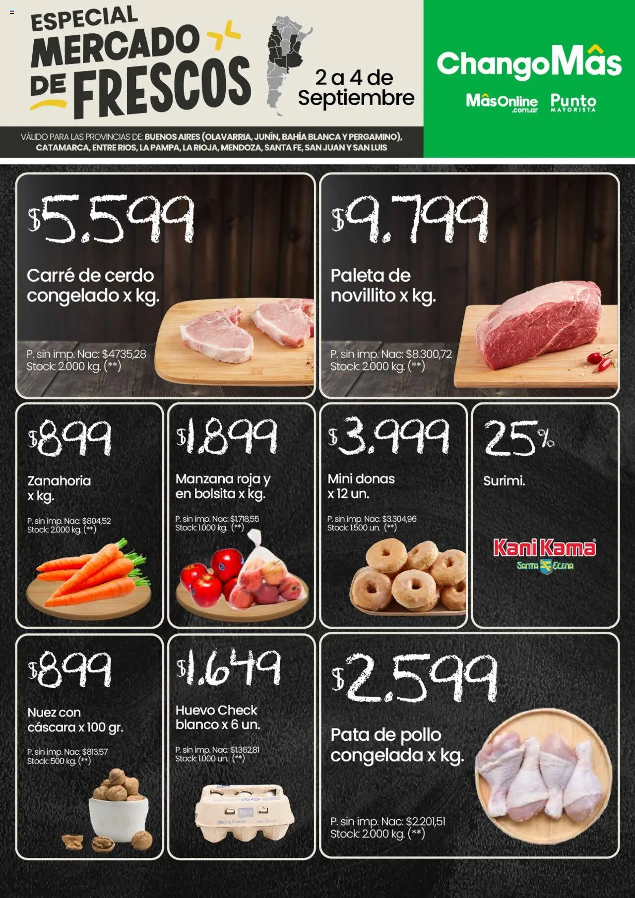 Punto Mayorista Catálogo del 02/09/2025 Online - Pollo, Manzana, Huevo, Huevos, Cerdo, Zanahoria, Nuez, Paleta
