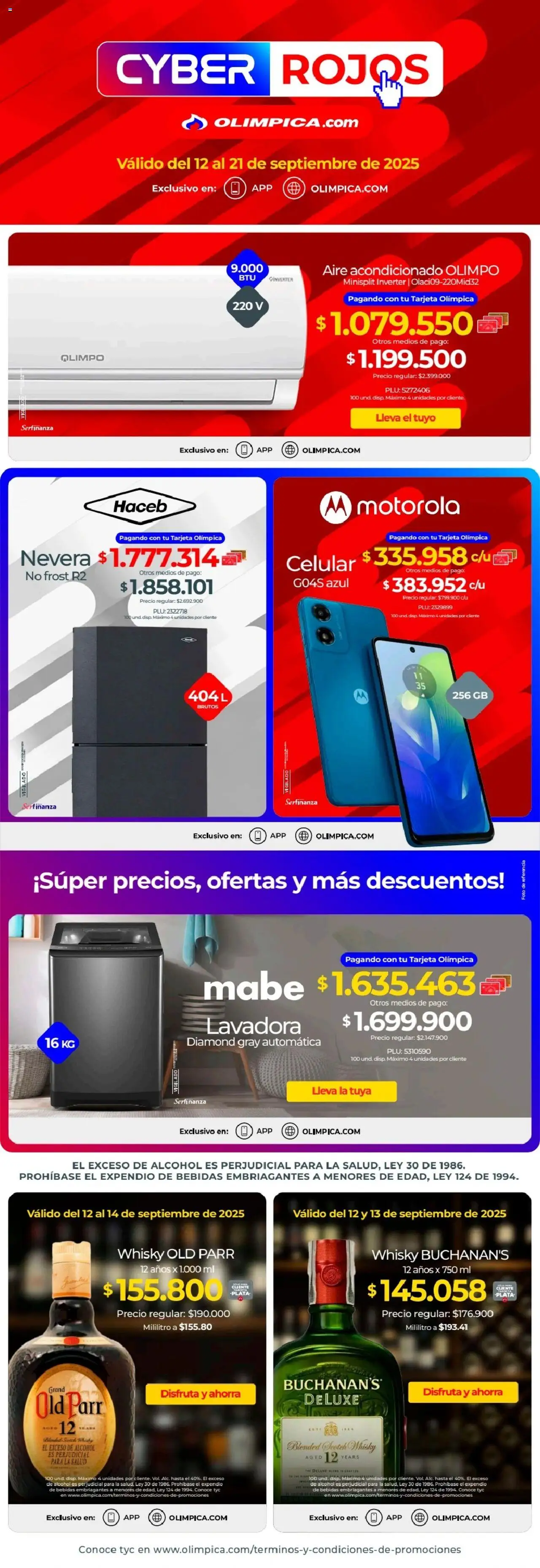Olímpica Catálogo: 12/09/2025 - 21/09/2025 > Últimas Ofertas pagina numero 1 - Nevera, Aire acondicionado, Whisky, Lavadora, Tuya, Alcohol, Bebidas