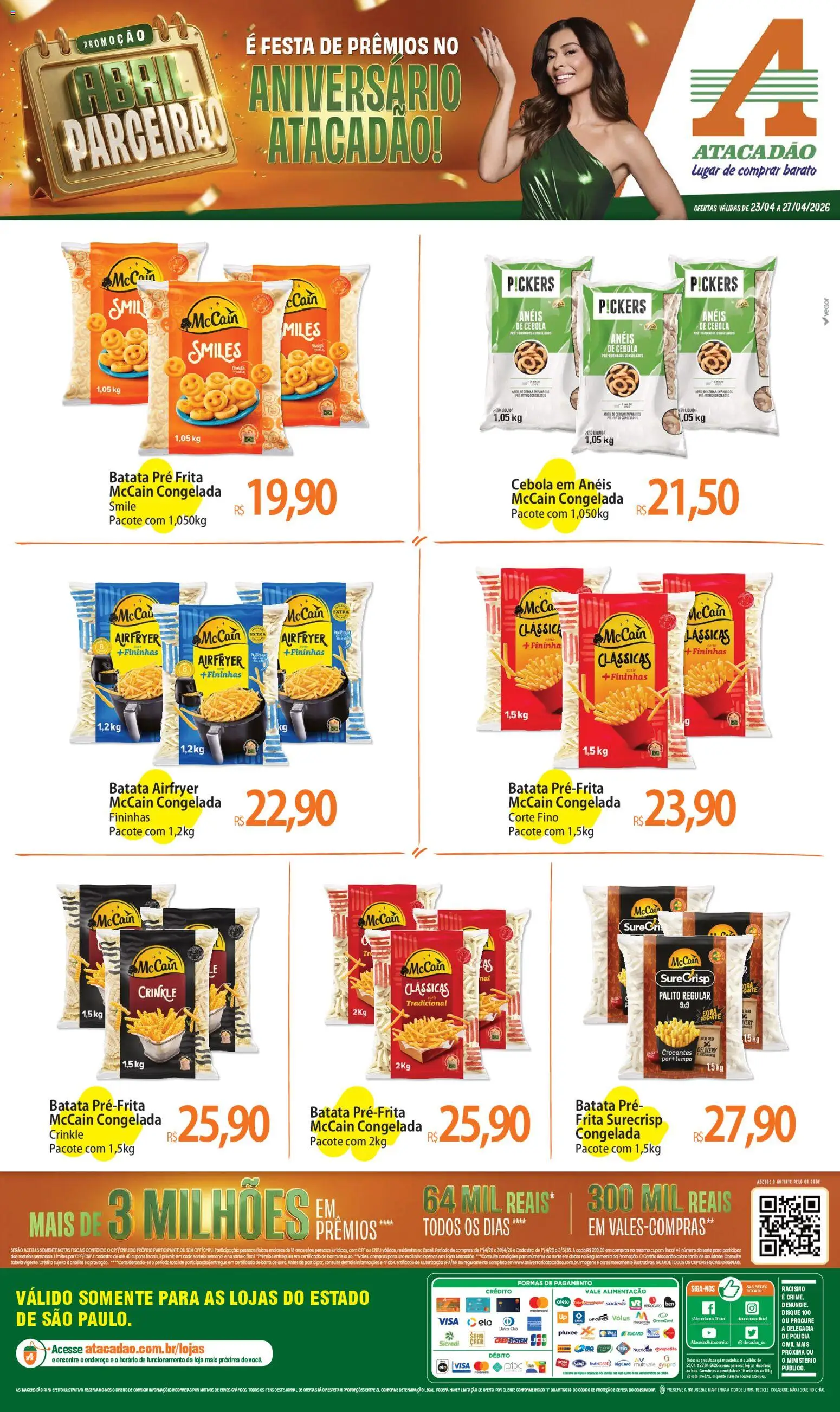 Pré-Visualização do folheto "Atacadão ofertas - SP" da loja Atacadão válido a partir de 23/04/2026 - Batata, Peras, Cebola