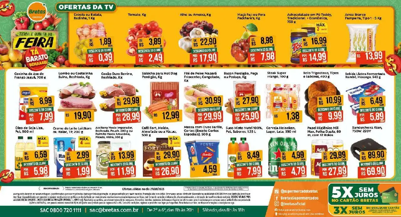Bretas folheto "Ofertas do Dia" válido a partir de 27/08/2025 - número de página 1
