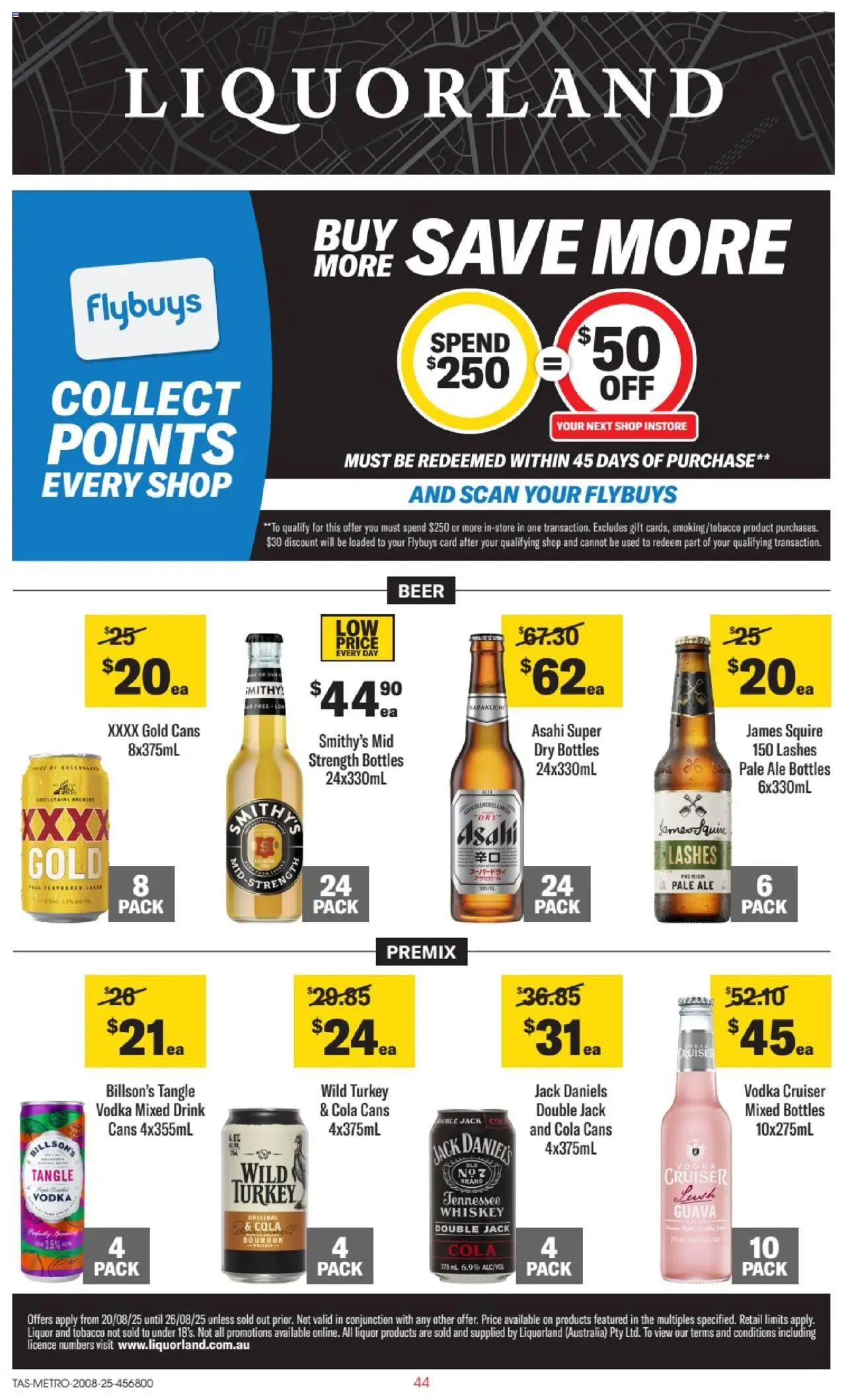 Liquorland catalogue valid from 20/08/2025 - page 1 - Beer, Bourbon, Vodka, Whiskey, Turkey, Jack Daniel’s