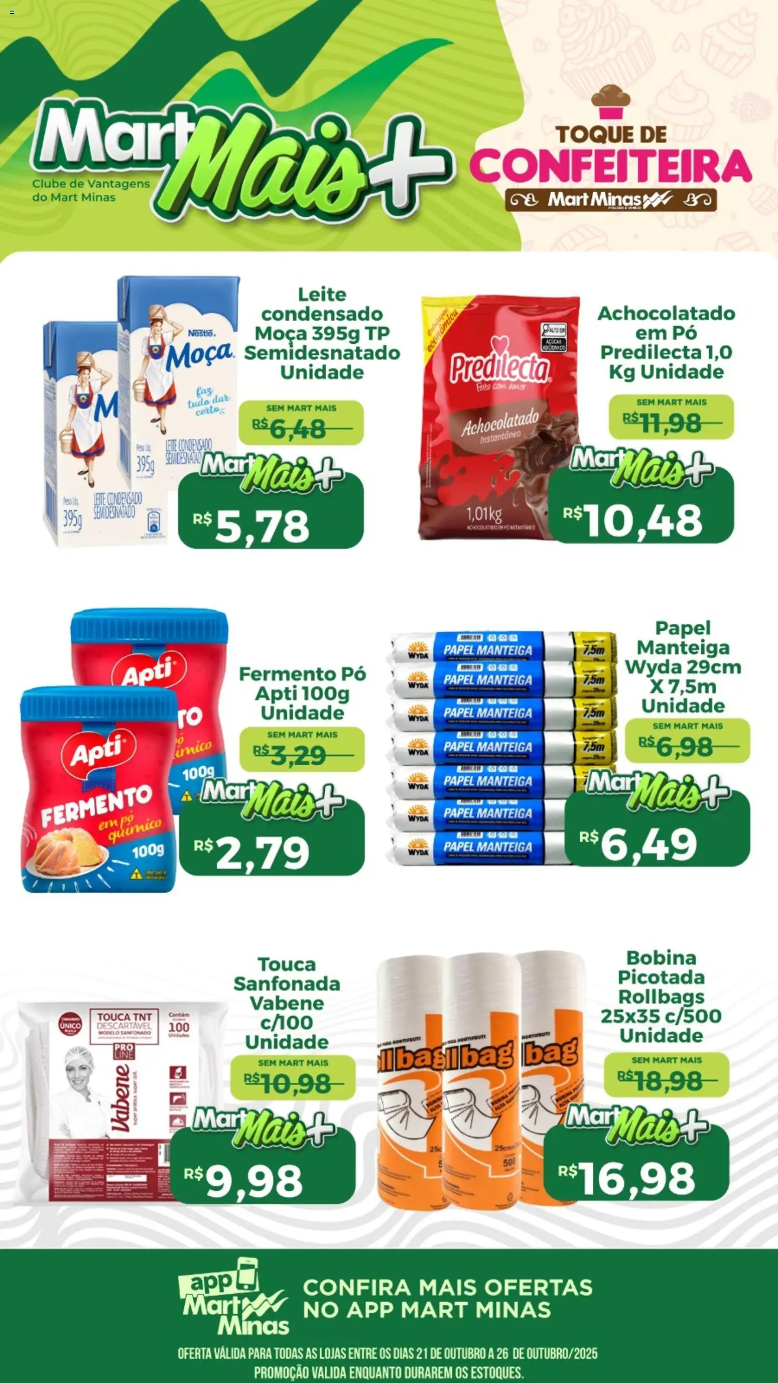 Mart Minas folheto "Ofertas de confeitaria" válido a partir de 21/10/2025 - número de página 1