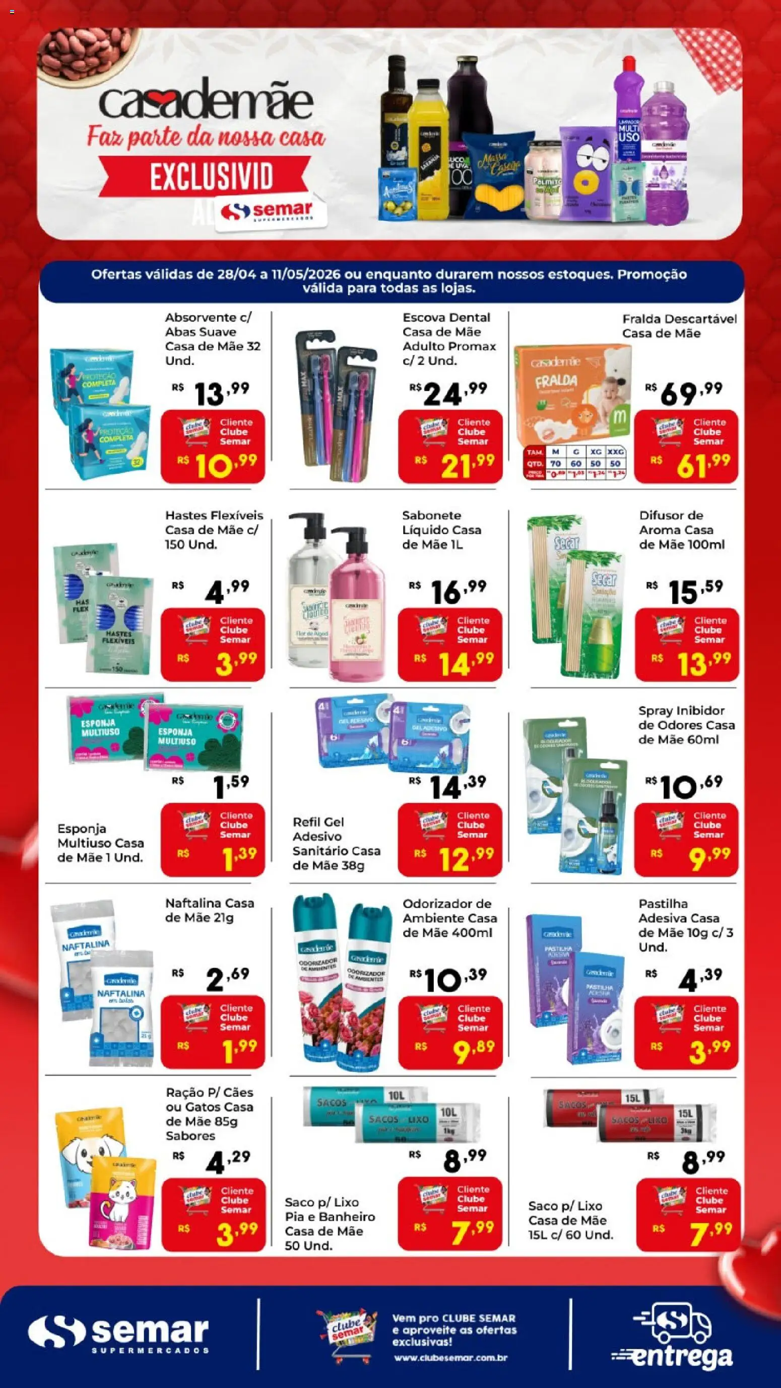 Pré-Visualização do folheto "Semar Supermercado ofertas Casa de Mãe" da loja Semar Supermercado válido a partir de 28/04/2026