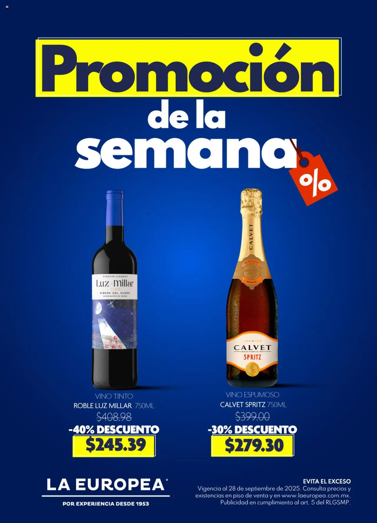 Catálogo Promoción de la semana La Europea y sus promociones válidas desde el 25/09/2025 - Número de página 1 - Vino tinto, Vino, Vino espumoso