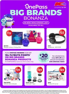 Preview of catalogue OnePass Big Brands Bonanza from shop Kmart valid 18/09/2025