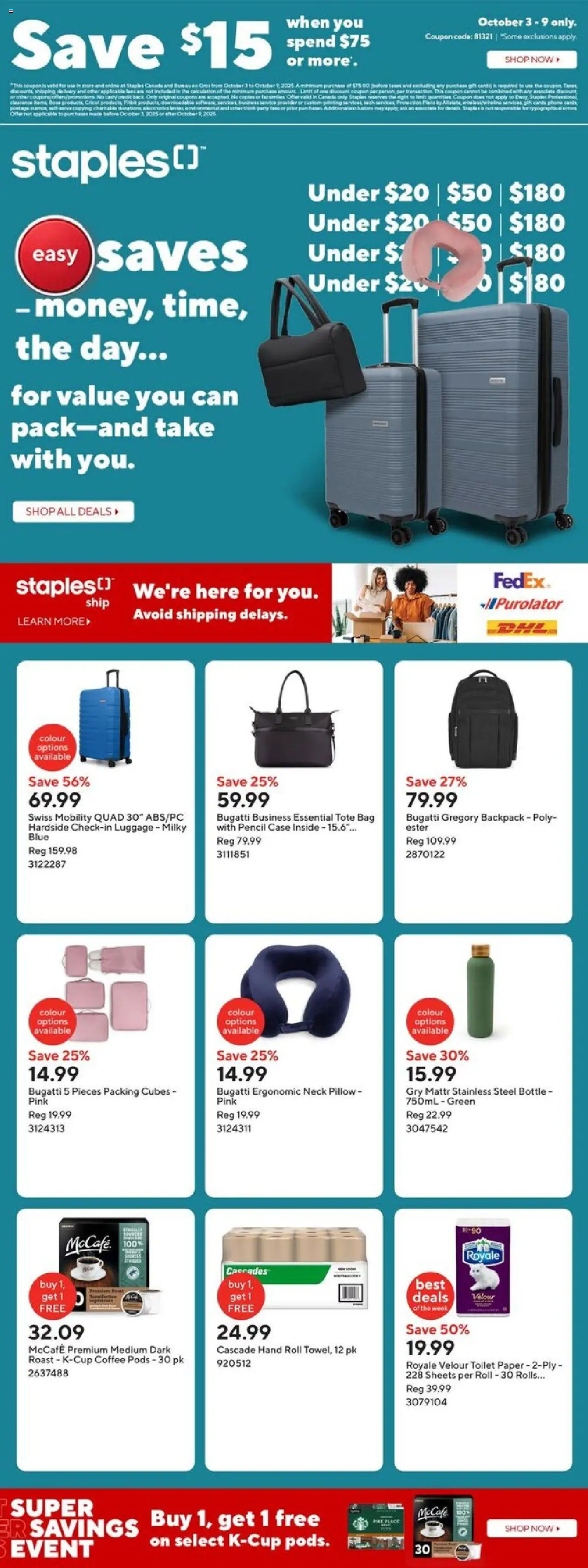 Staples flyer valid from Oct 03, 2025 - page number 1