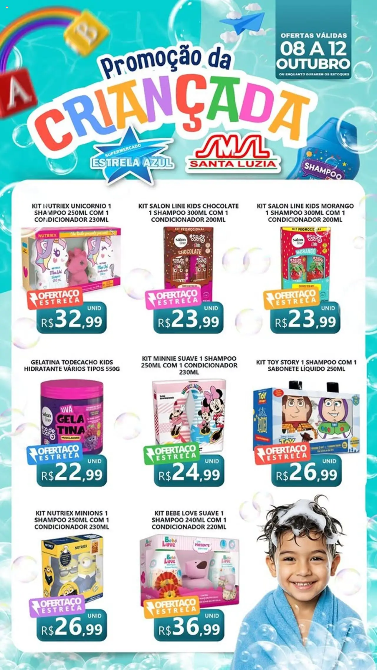 Estrela Azul folheto "Ofertas Especial Dia das Crianças" válido a partir de 08/10/2025 - número de página 1 - Chocolate, Shampoo, Sabonete, Sabonete líquido, Gelatina, Condicionador