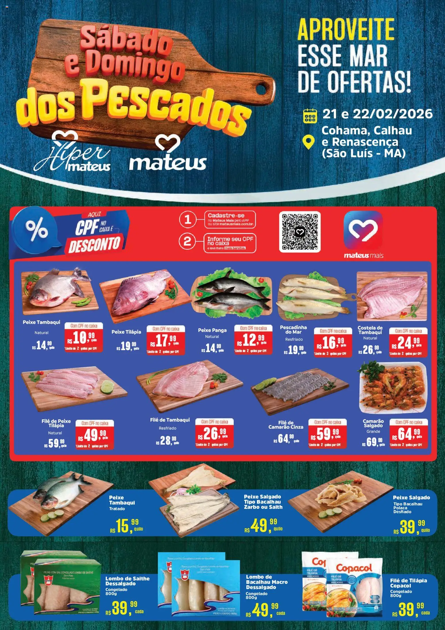 Pré-Visualização do folheto "Ofertas Pescados" da loja Mateus válido a partir de 21/02/2026