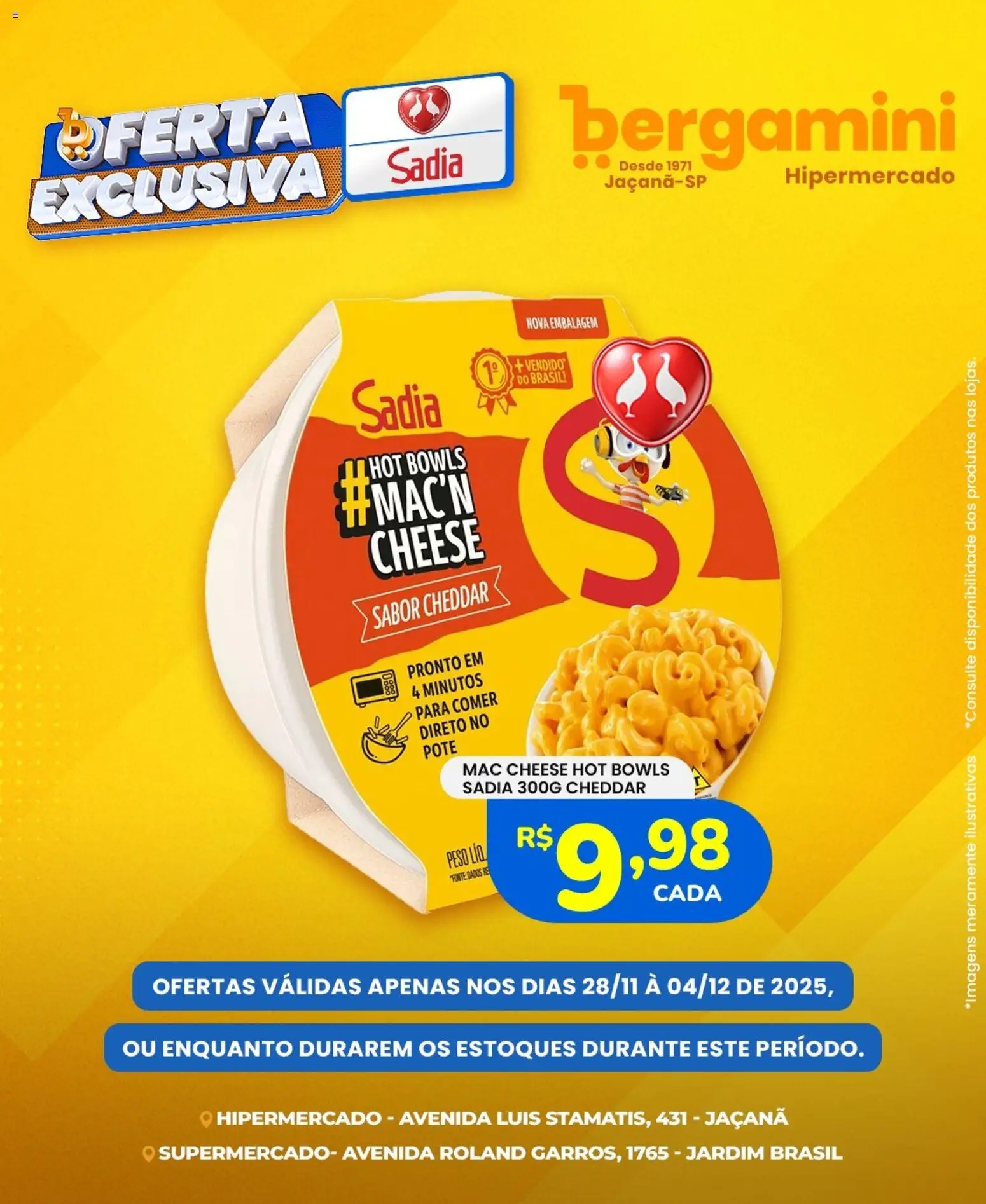 Pré-Visualização do folheto "Ofertas Sadia e Perdigão" da loja Supermercado Bergamini válido a partir de 28/11/2025