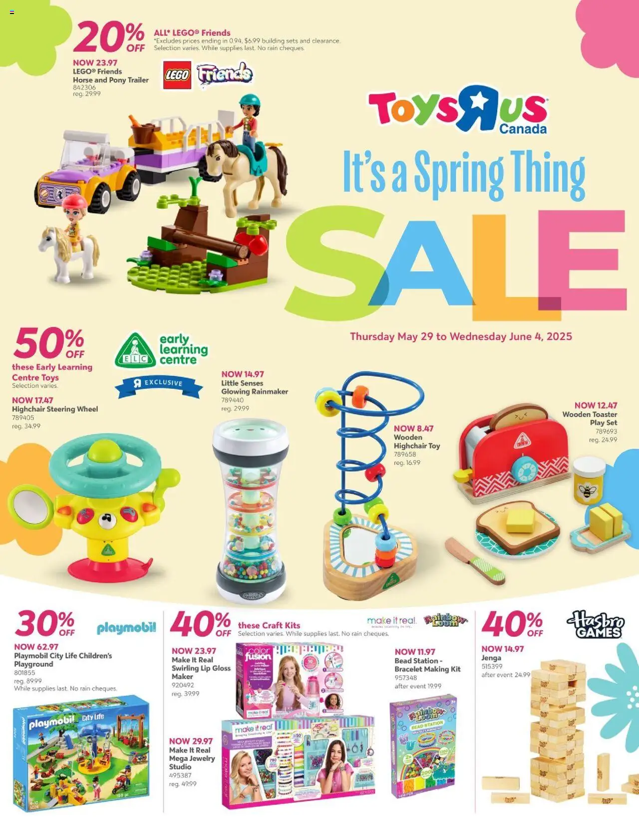 Toys’R’Us flyer valid from May 29, 2025 - page number 1 - LEGO Friends, Trailer, LEGO, Toaster, Lip gloss, Toys