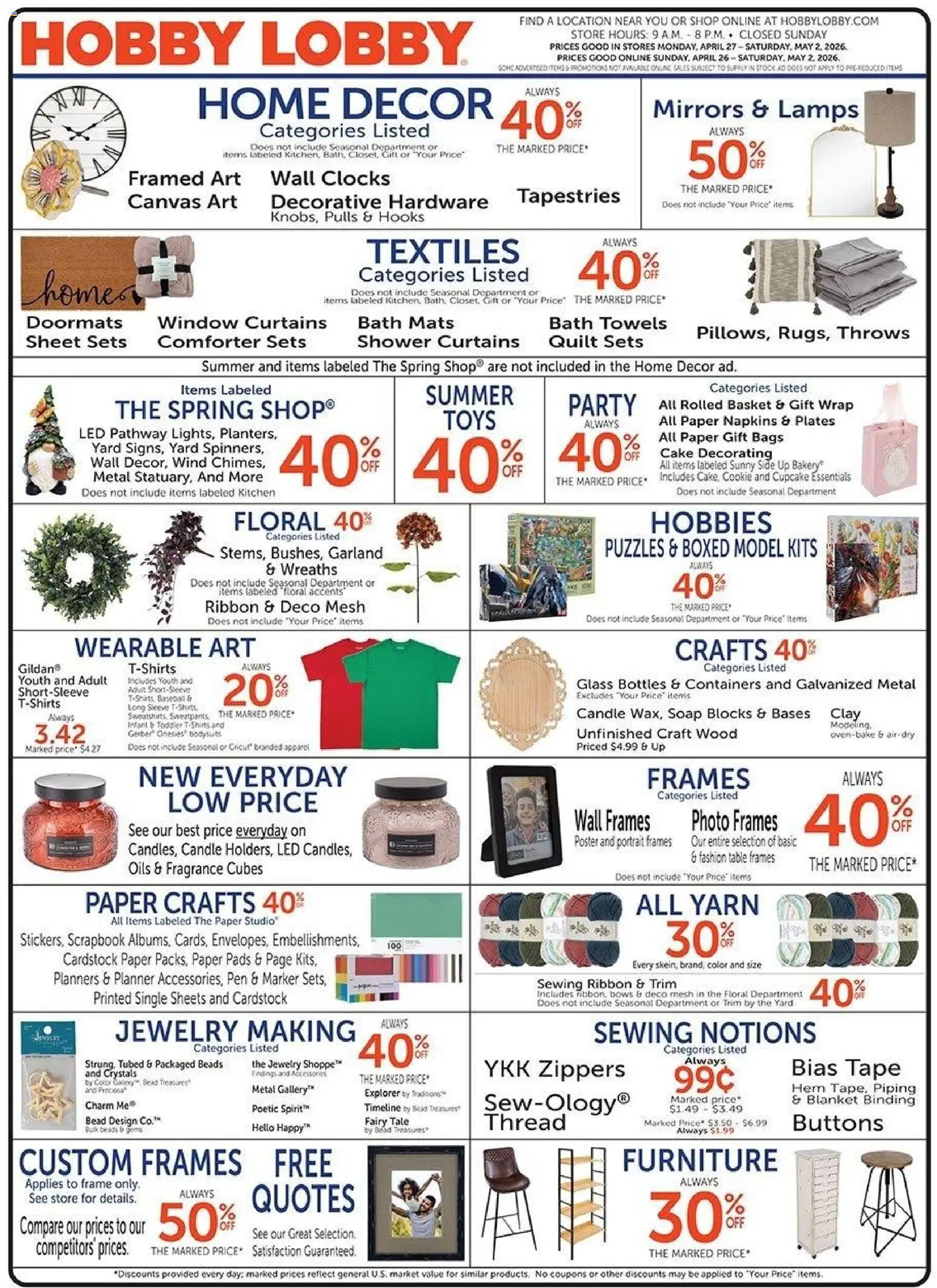 Ad Preview of Hobby Lobby Hobby Lobby Weekly Ad from 04/26/2026