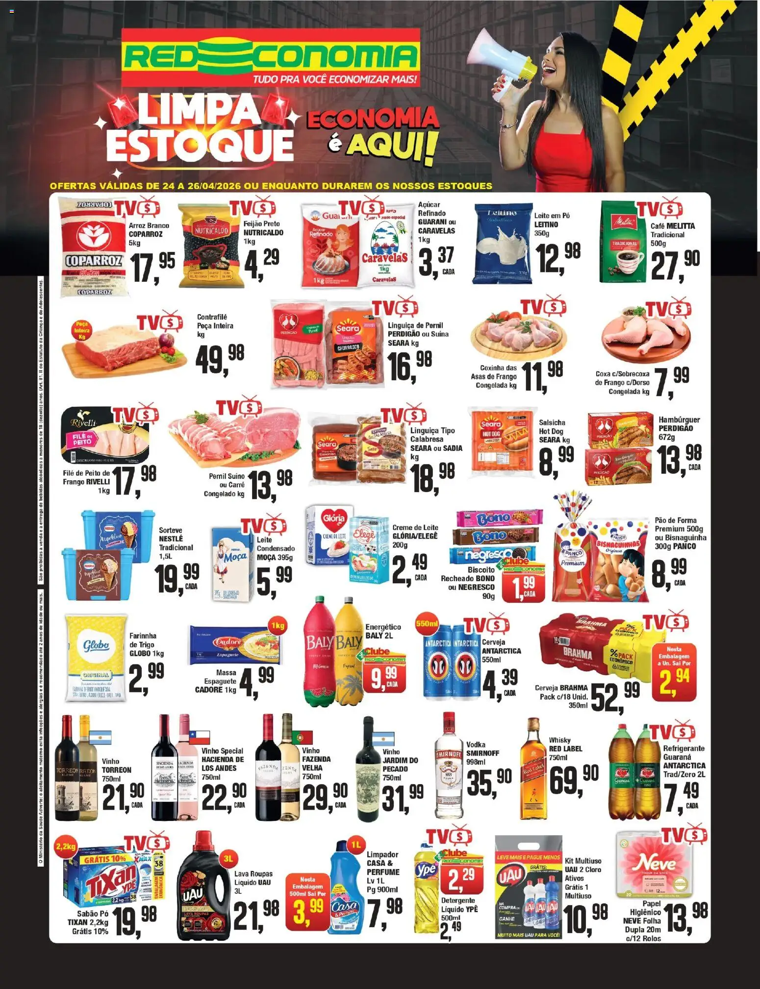Pré-Visualização do folheto "Princesa ofertas" da loja Princesa válido a partir de 24/04/2026 - Hambúrguer, Perfume, Bebidas, Vodka, Refrigerante, Creme de leite, Guaraná, Espaguete