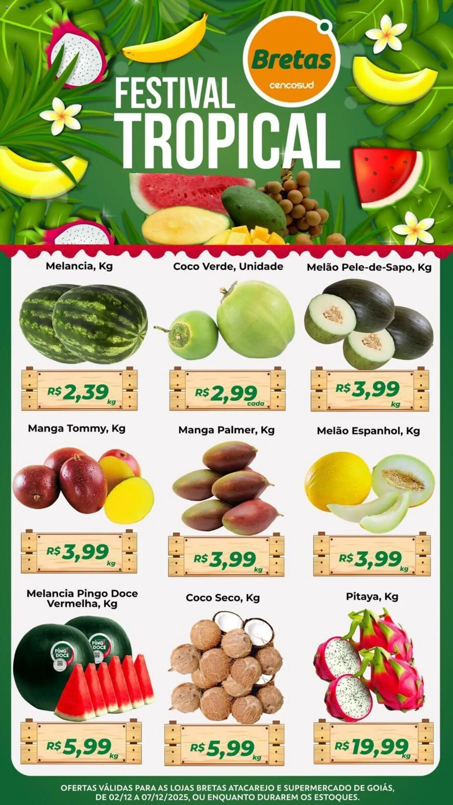 Pré-Visualização do folheto "Ofertas Festival Tropical" da loja Bretas válido a partir de 02/12/2025