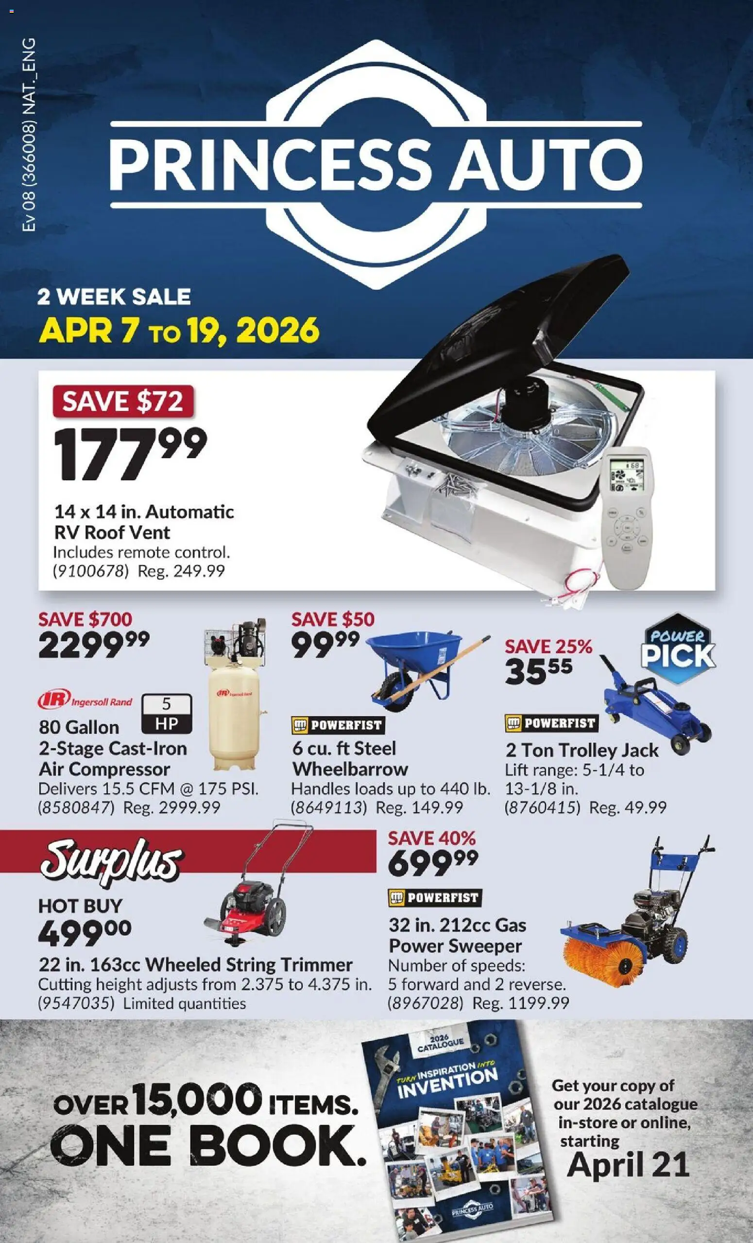 Preview of leaflet Princess Auto flyer - 2 Week Sale! from shop Princess Auto is valid from Apr 07, 2026 - Air compressor, Compressor, String trimmer